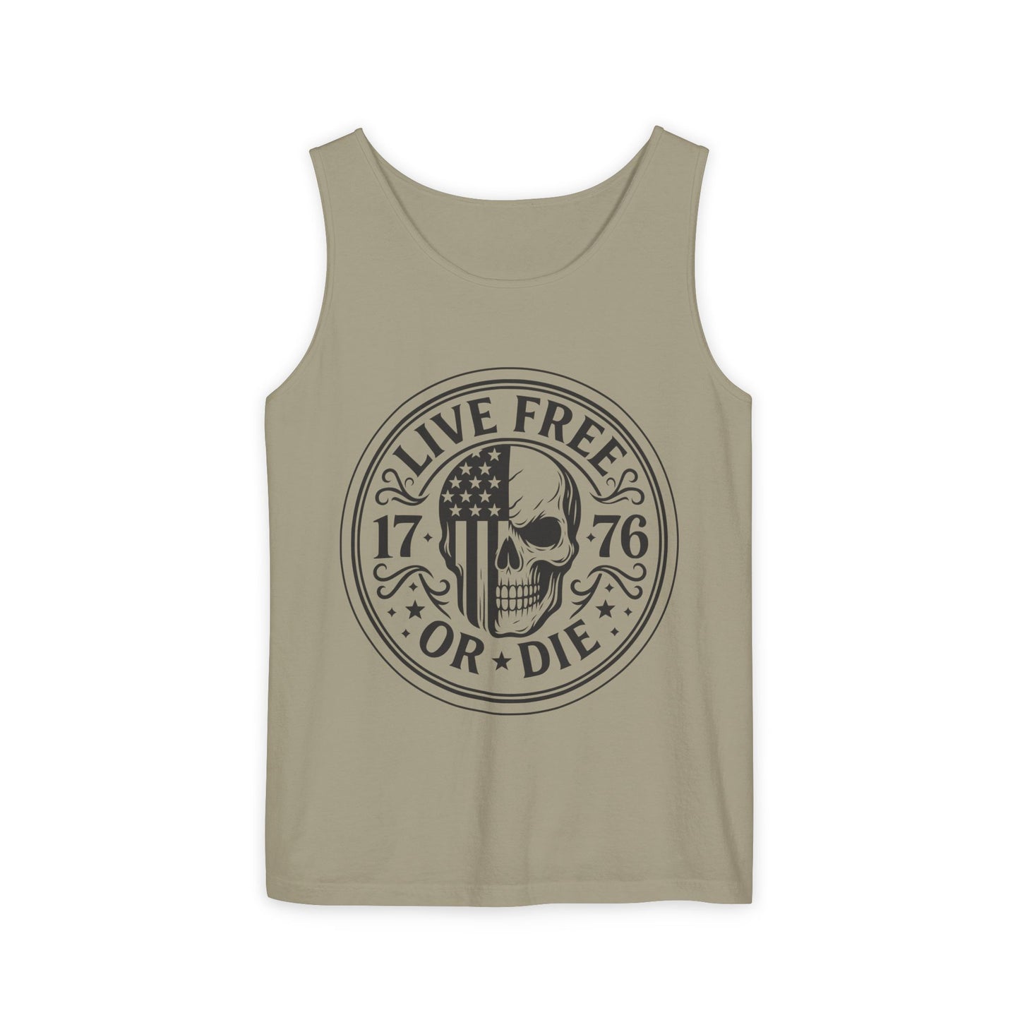 Live Free or Die Patriotic Skull Tank Top | 1776 American Freedom Shirt
