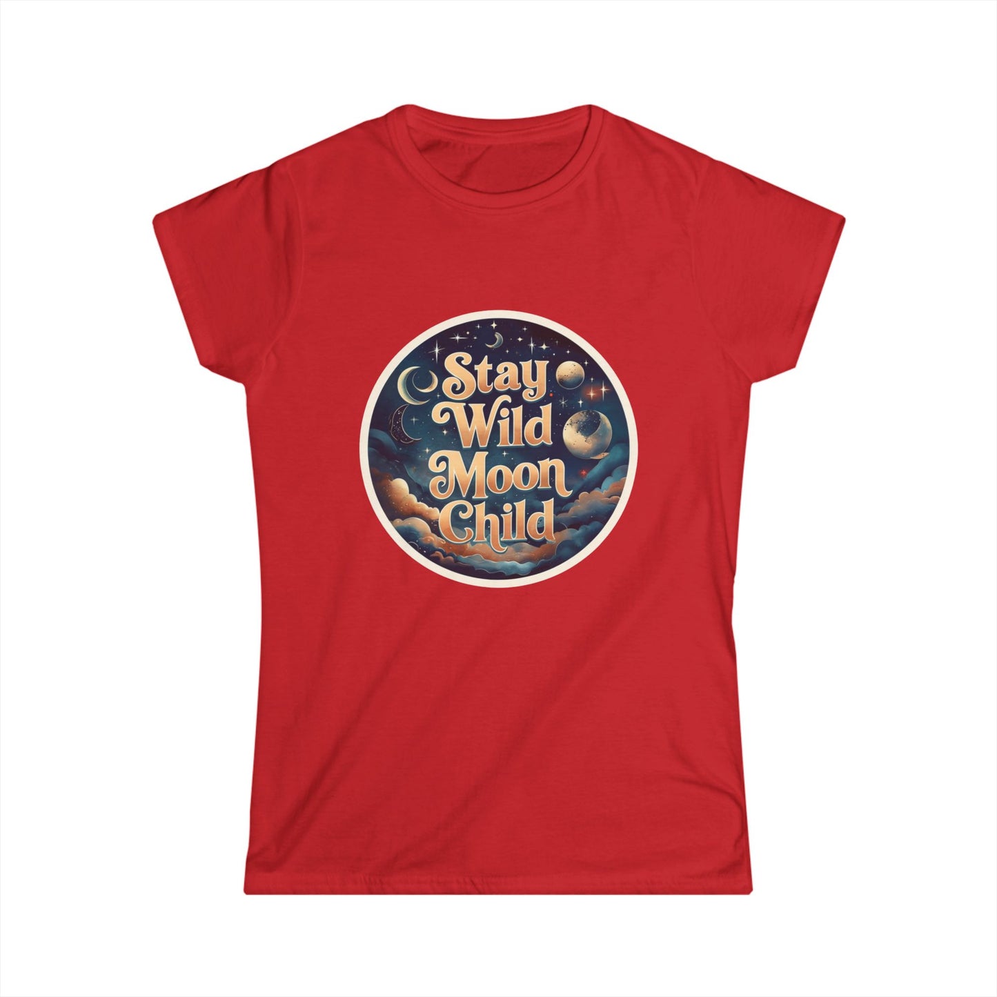 Stay Wild Moon Child T-Shirt - Retro Celestial Graphic Tee for Women, Moon Phases Shirt, Spiritual Boho Aesthetic Tee