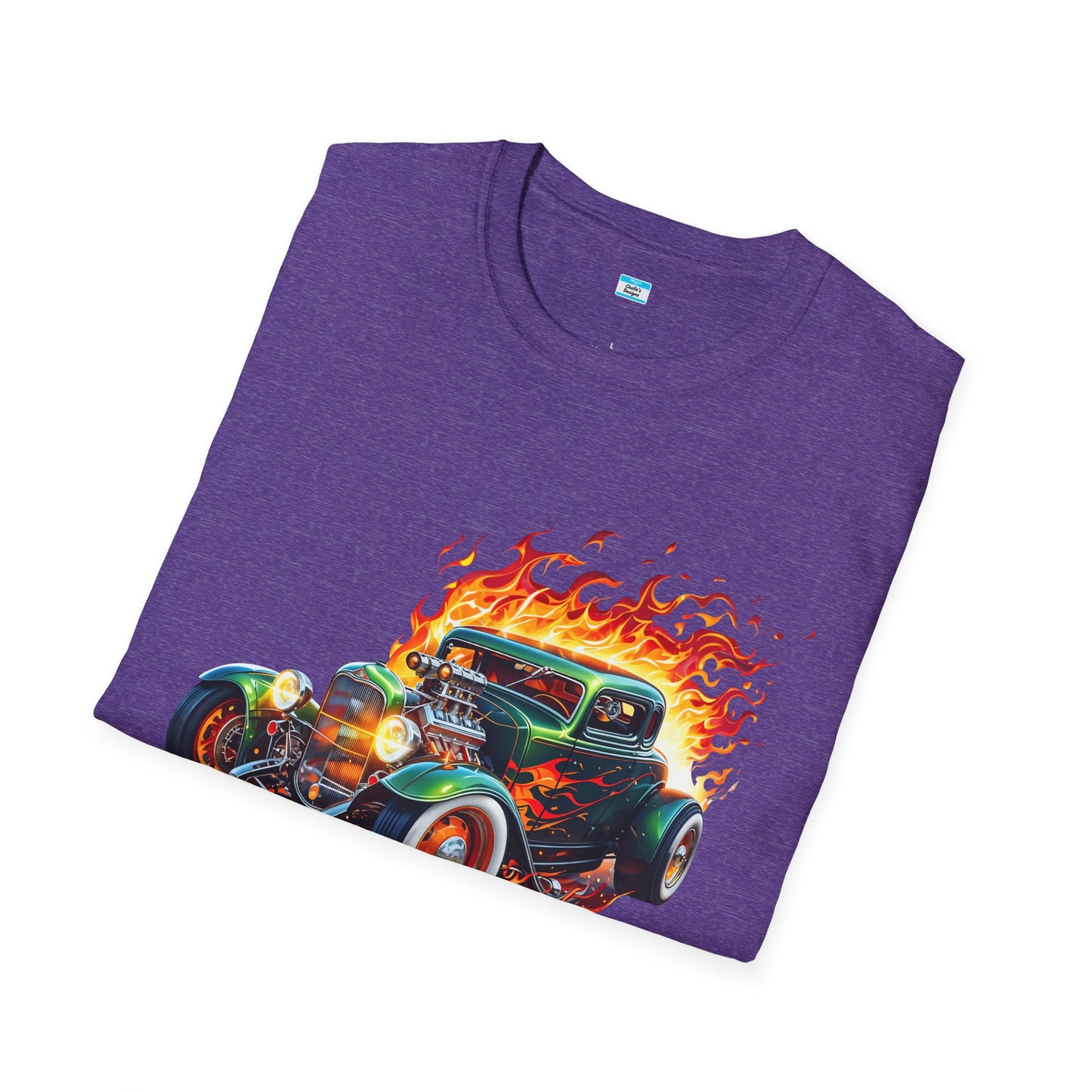 Hot Rod Flaming Car “Warning: Runs Hot!” Unisex Tee