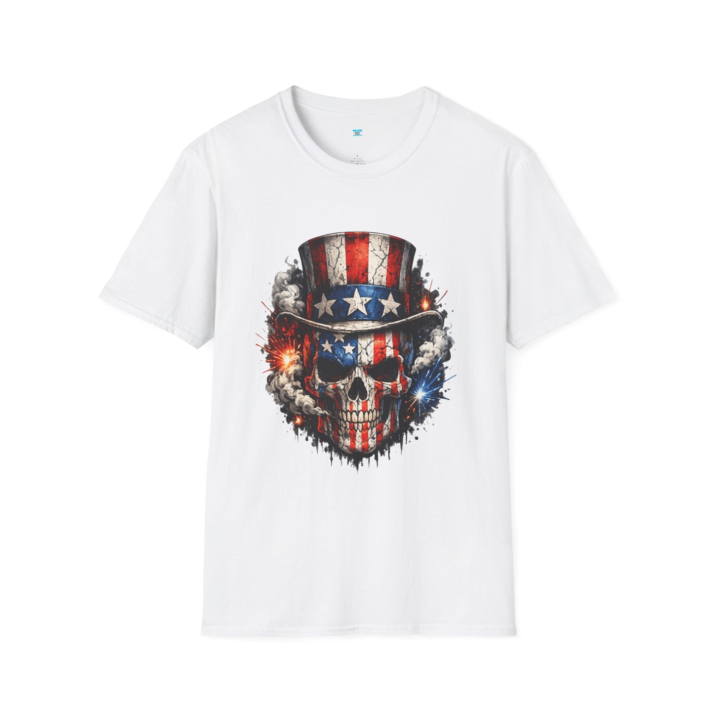 Patriotic Skull Shirt with Uncle Sam Hat | American Flag 4th of July Graphic Tee