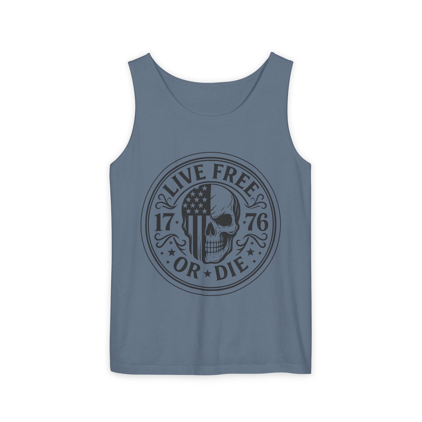Live Free or Die Patriotic Skull Tank Top | 1776 American Freedom Shirt