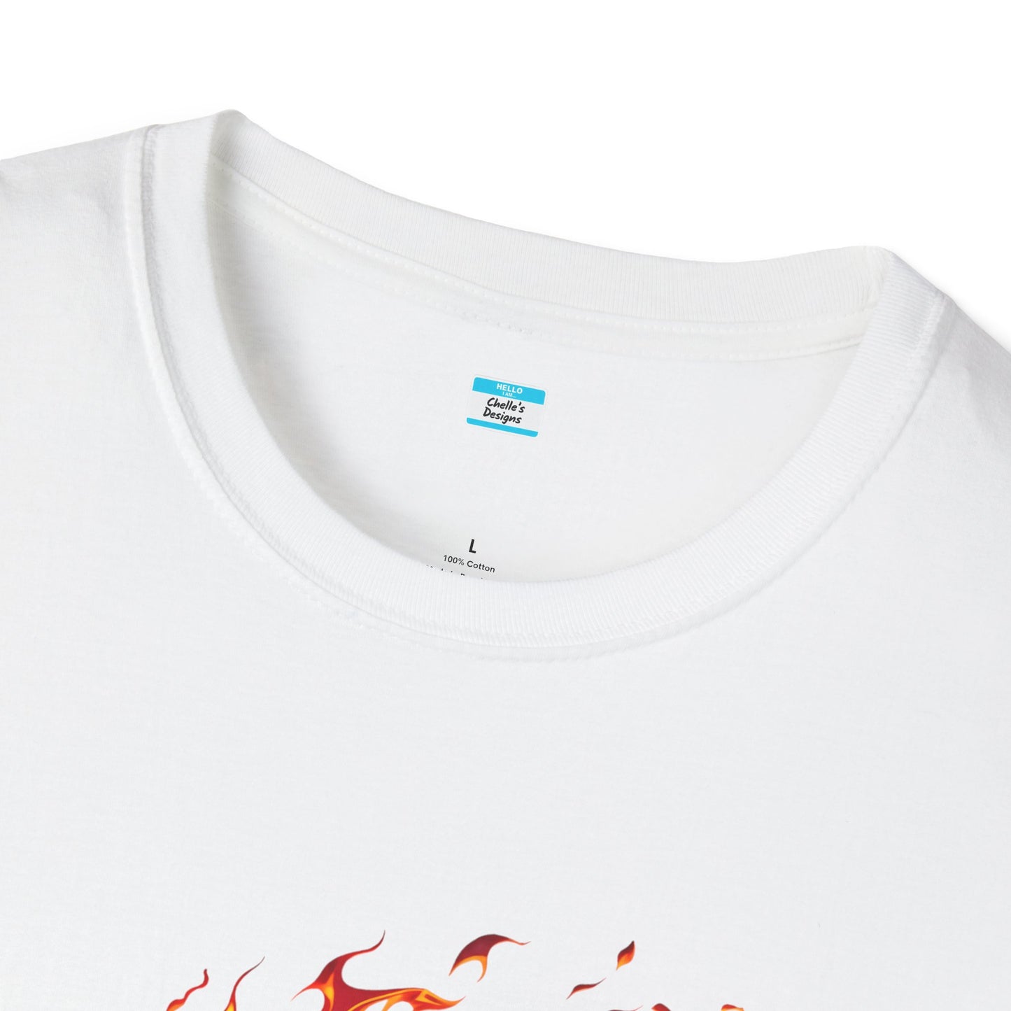 Hot Rod Flaming Car “Warning: Runs Hot!” Unisex Tee