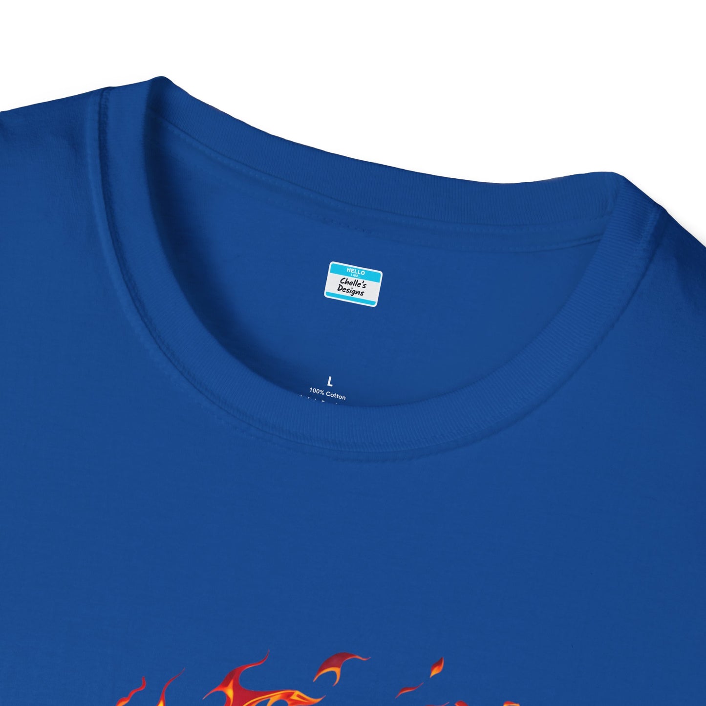 Hot Rod Flaming Car “Warning: Runs Hot!” Unisex Tee