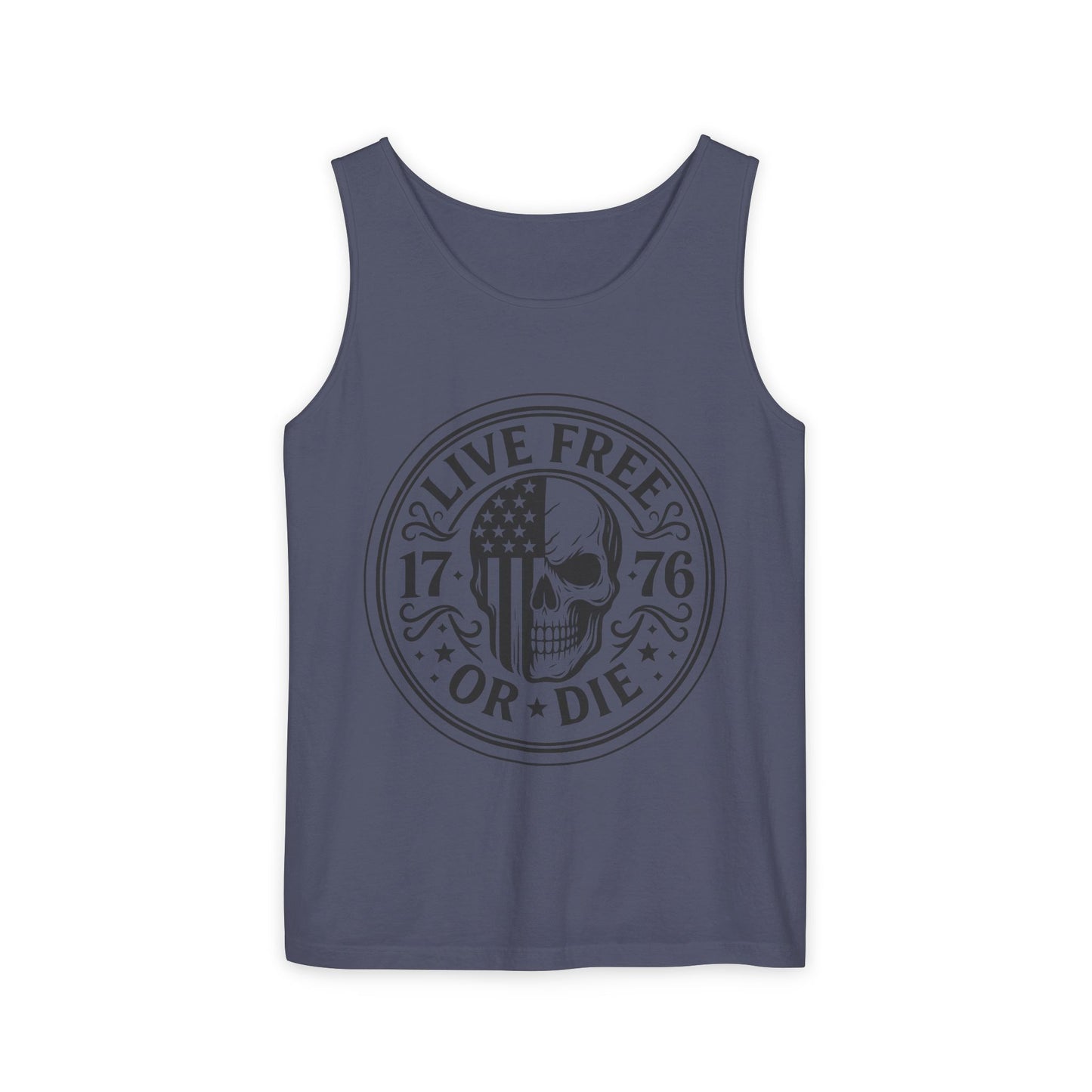 Live Free or Die Patriotic Skull Tank Top | 1776 American Freedom Shirt