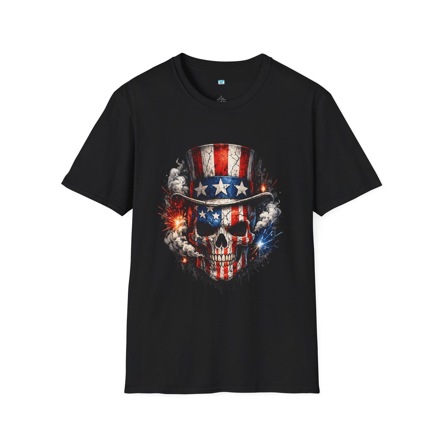 Patriotic Skull Shirt with Uncle Sam Hat | American Flag 4th of July Graphic Tee