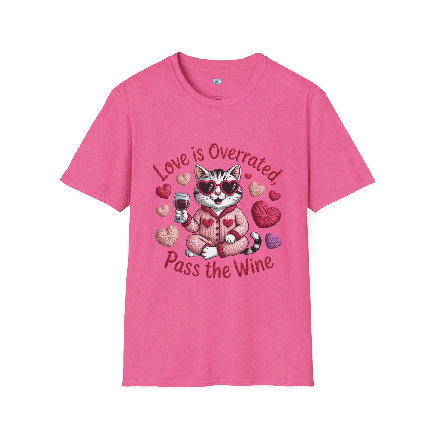 Love Is Overrated Pass the Wine Cat Graphic Tee