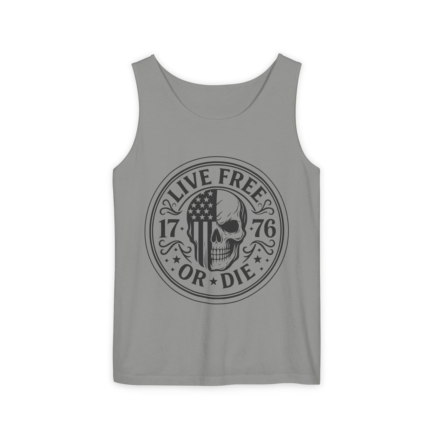 Live Free or Die Patriotic Skull Tank Top | 1776 American Freedom Shirt