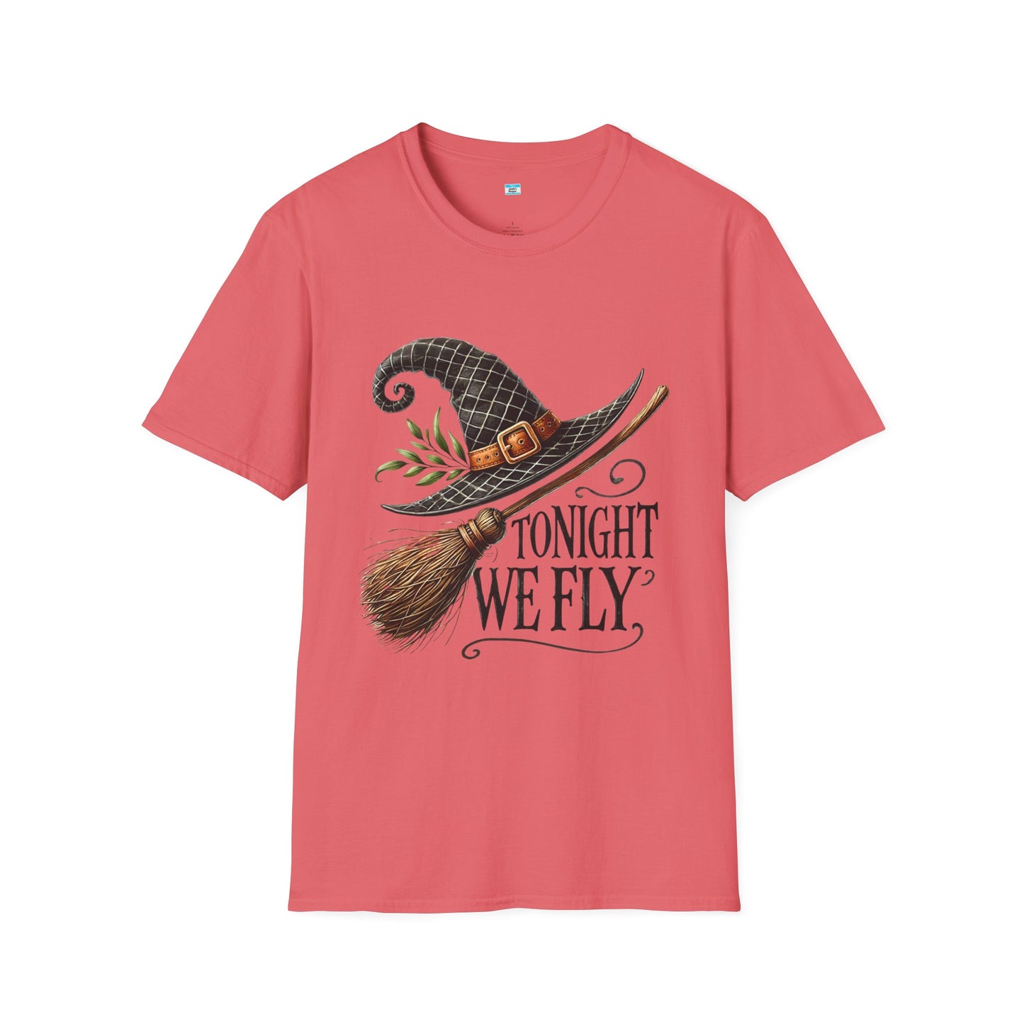 Tonight We Fly T-Shirt – Witch Hat and Broom Graphic Tee, Halloween Witchy Shirt