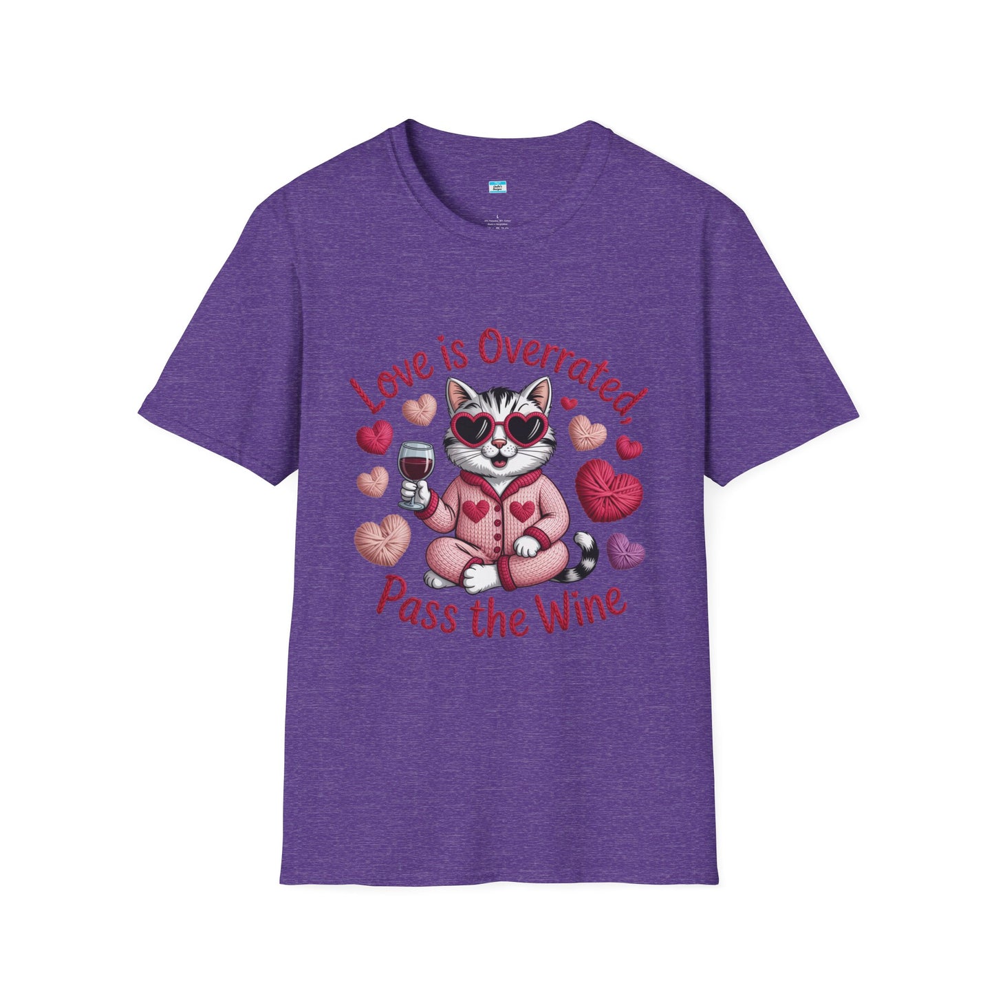 Love Is Overrated Pass the Wine Cat Graphic Tee