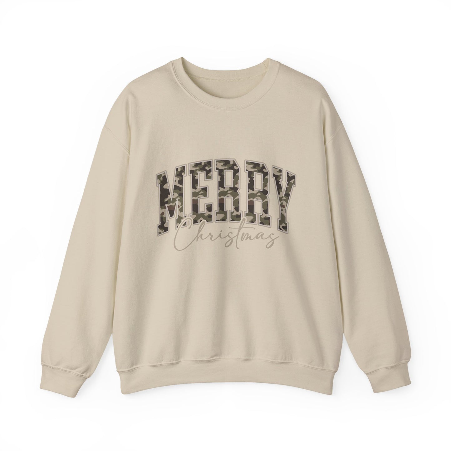 Merry Christmas Camo Sweatshirt – Cozy Holiday Pullover for Men & Women