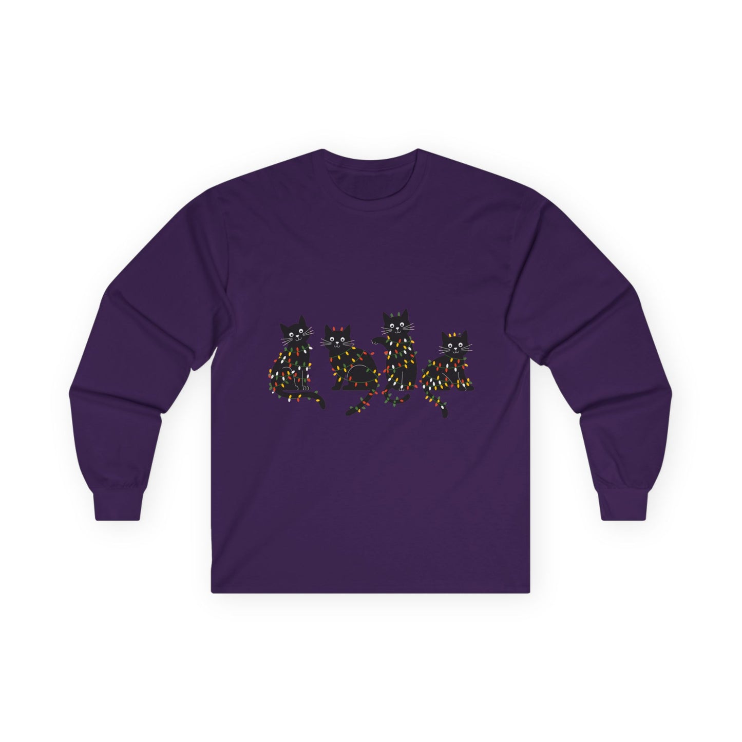 Black Cats with Christmas Lights Shirt – Funny Holiday Cat Lover Tee