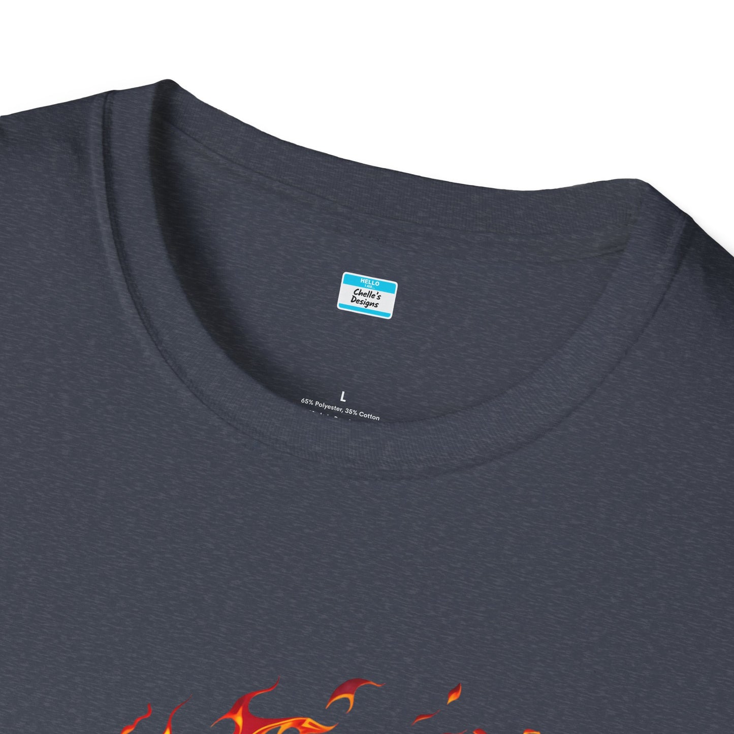 Hot Rod Flaming Car “Warning: Runs Hot!” Unisex Tee