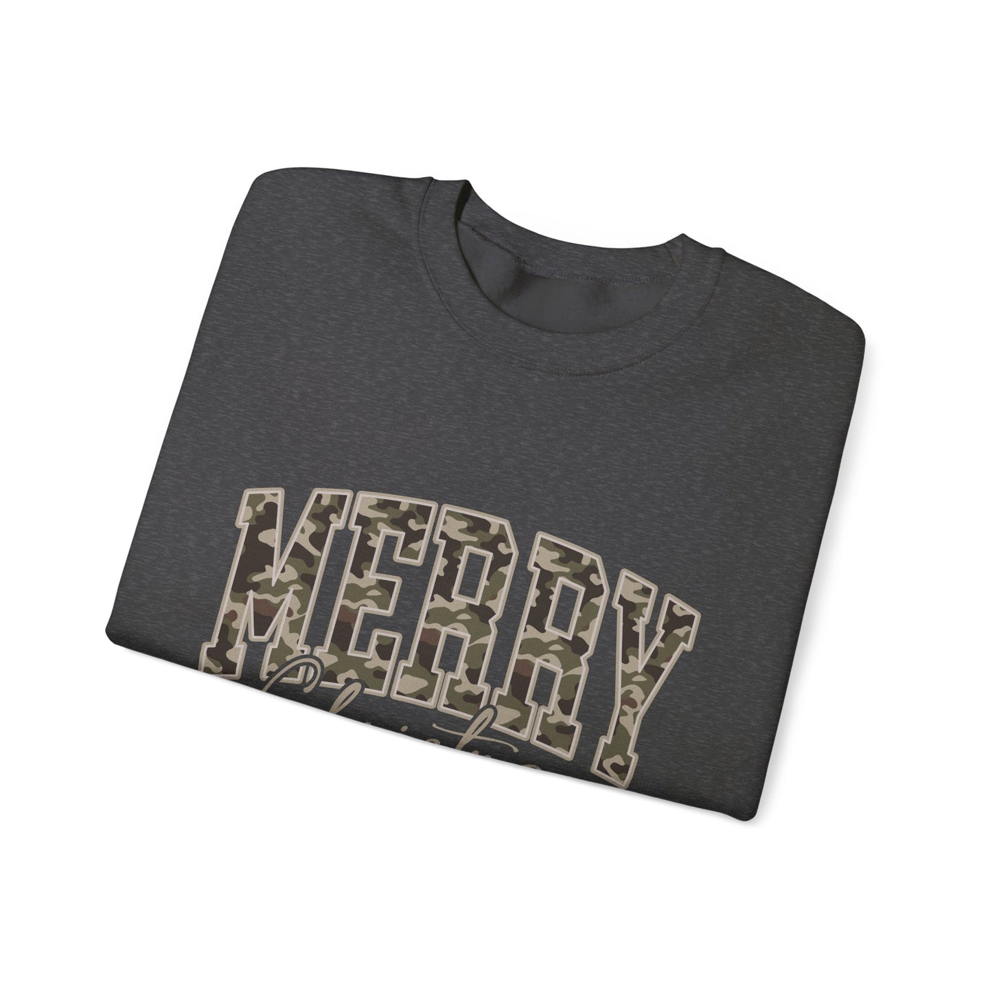 Merry Christmas Camo Sweatshirt – Cozy Holiday Pullover for Men & Women