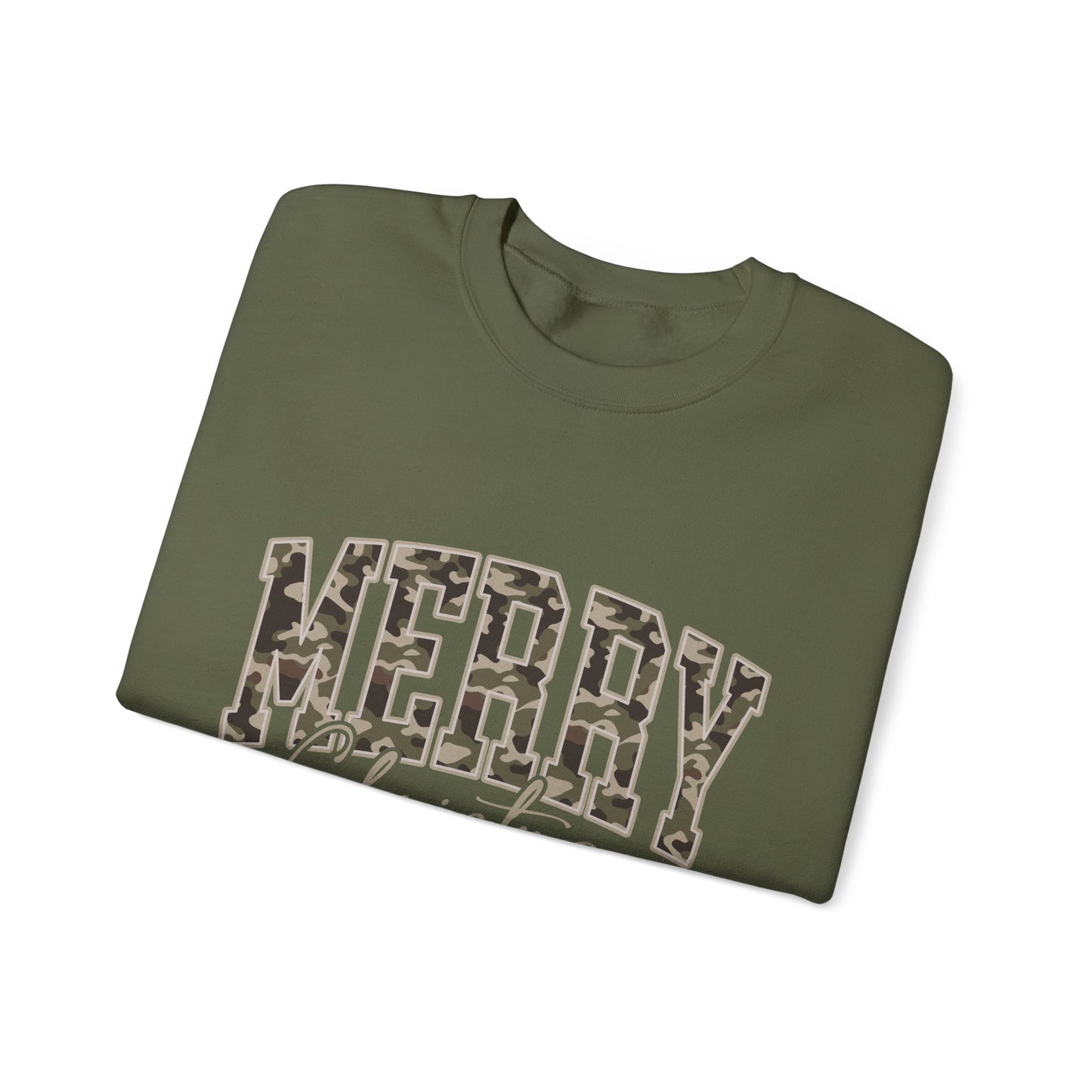 Merry Christmas Camo Sweatshirt – Cozy Holiday Pullover for Men & Women