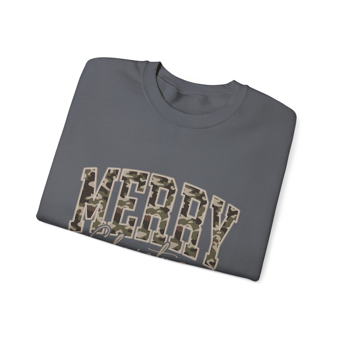 Merry Christmas Camo Sweatshirt – Cozy Holiday Pullover for Men & Women