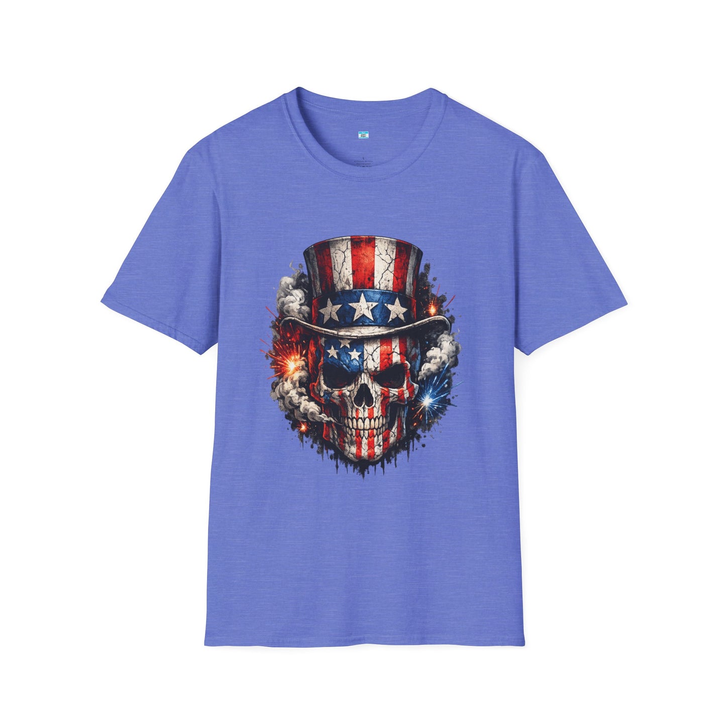 Patriotic Skull Shirt with Uncle Sam Hat | American Flag 4th of July Graphic Tee