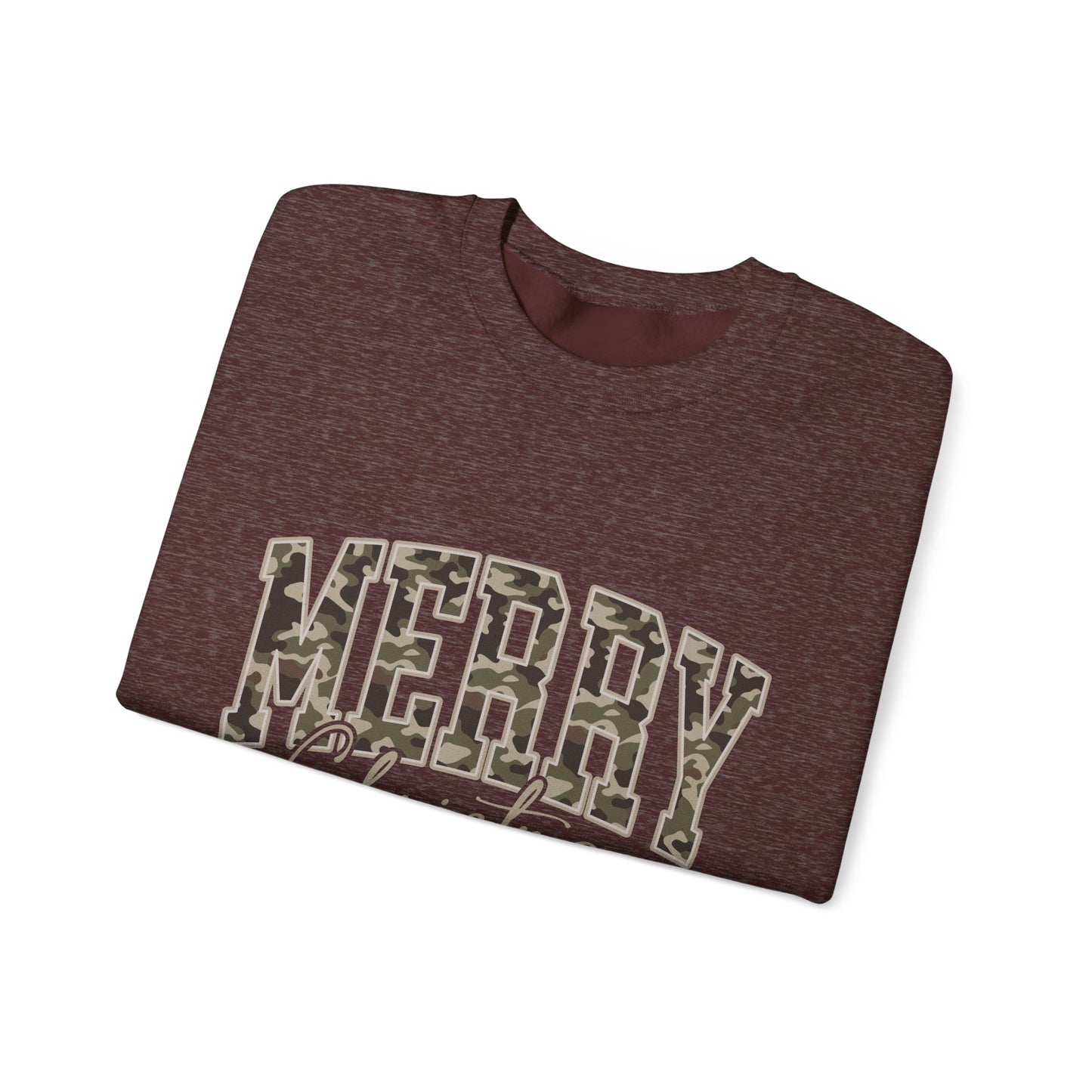 Merry Christmas Camo Sweatshirt – Cozy Holiday Pullover for Men & Women
