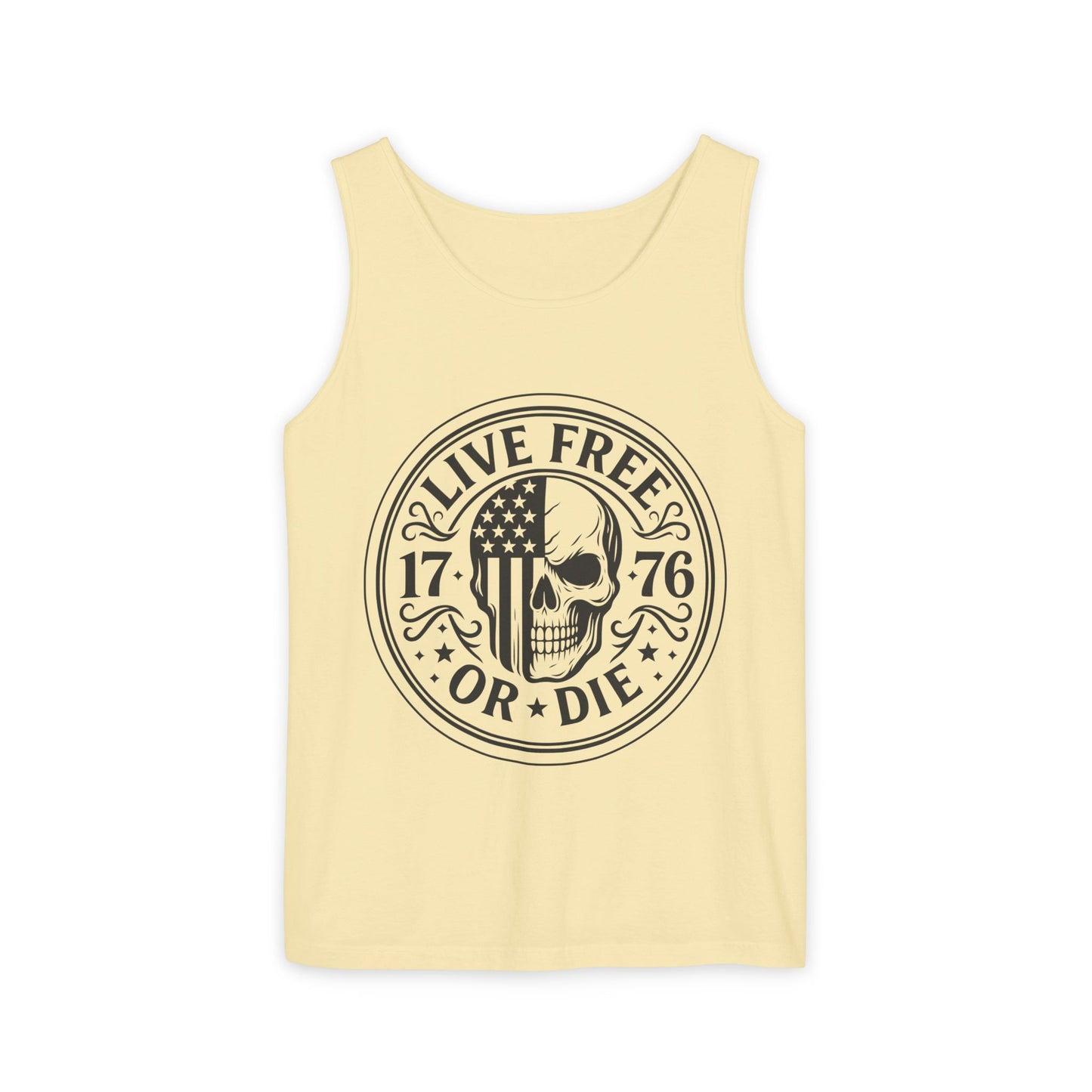 Live Free or Die Patriotic Skull Tank Top | 1776 American Freedom Shirt