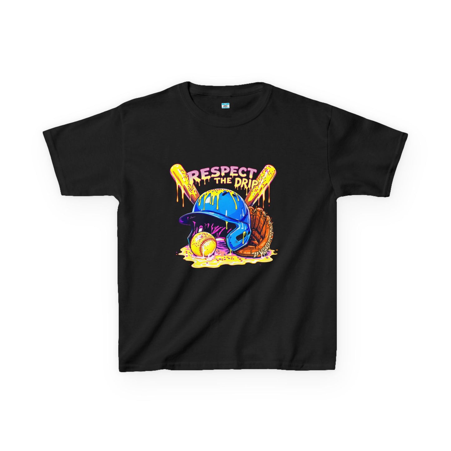 Respect the Drip Baseball Graphic Kids Tee – Streetwear Game Day Shirt