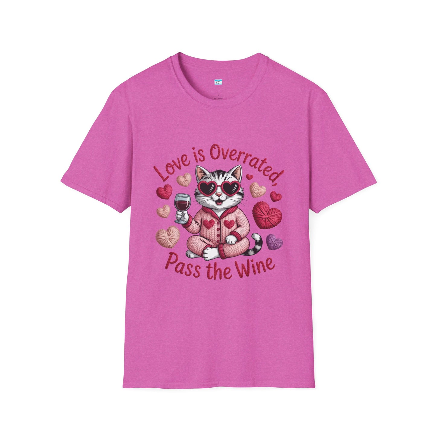 Love Is Overrated Pass the Wine Cat Graphic Tee