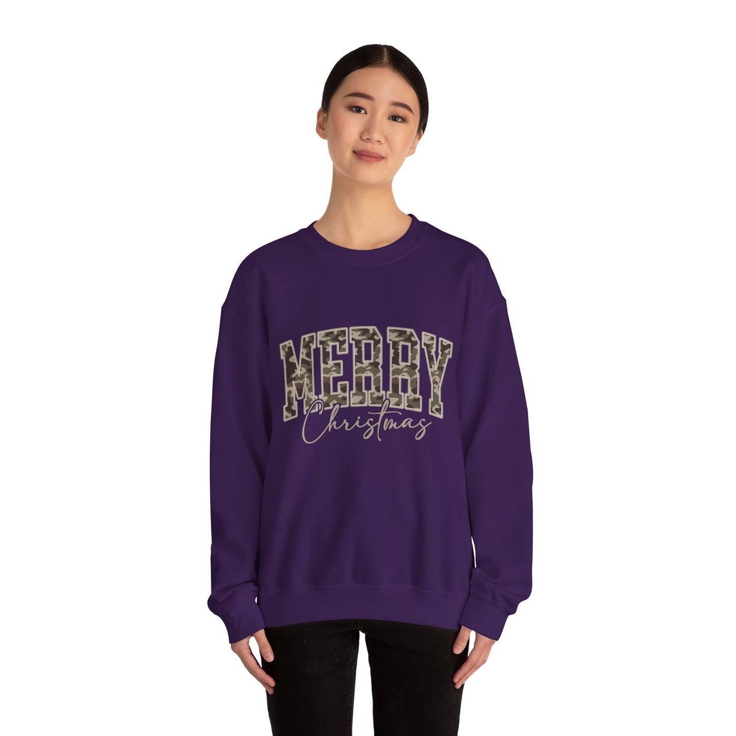 Merry Christmas Camo Sweatshirt – Cozy Holiday Pullover for Men & Women