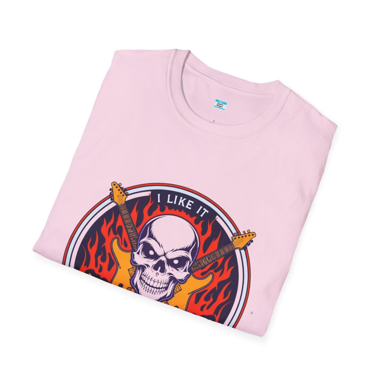 I Like It Heavy T-Shirt – Skull, Flames & Guitars Heavy Metal Rock Tee