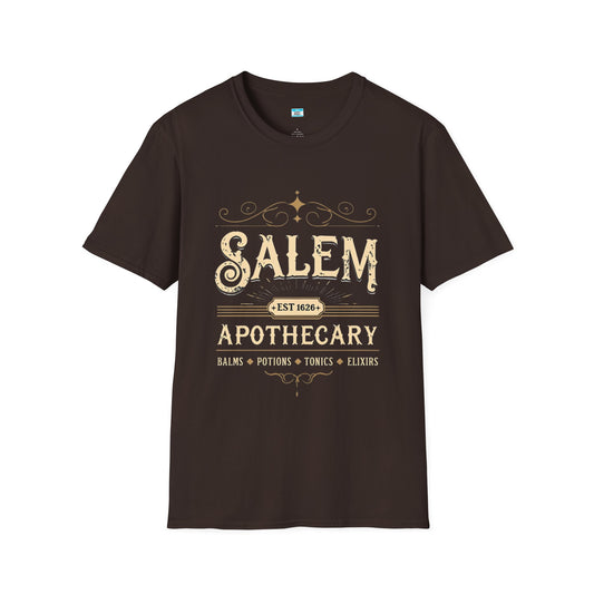 Salem Apothecary T-Shirt – Vintage Witchy Halloween Tee | Potions, Elixirs & Magic Design
