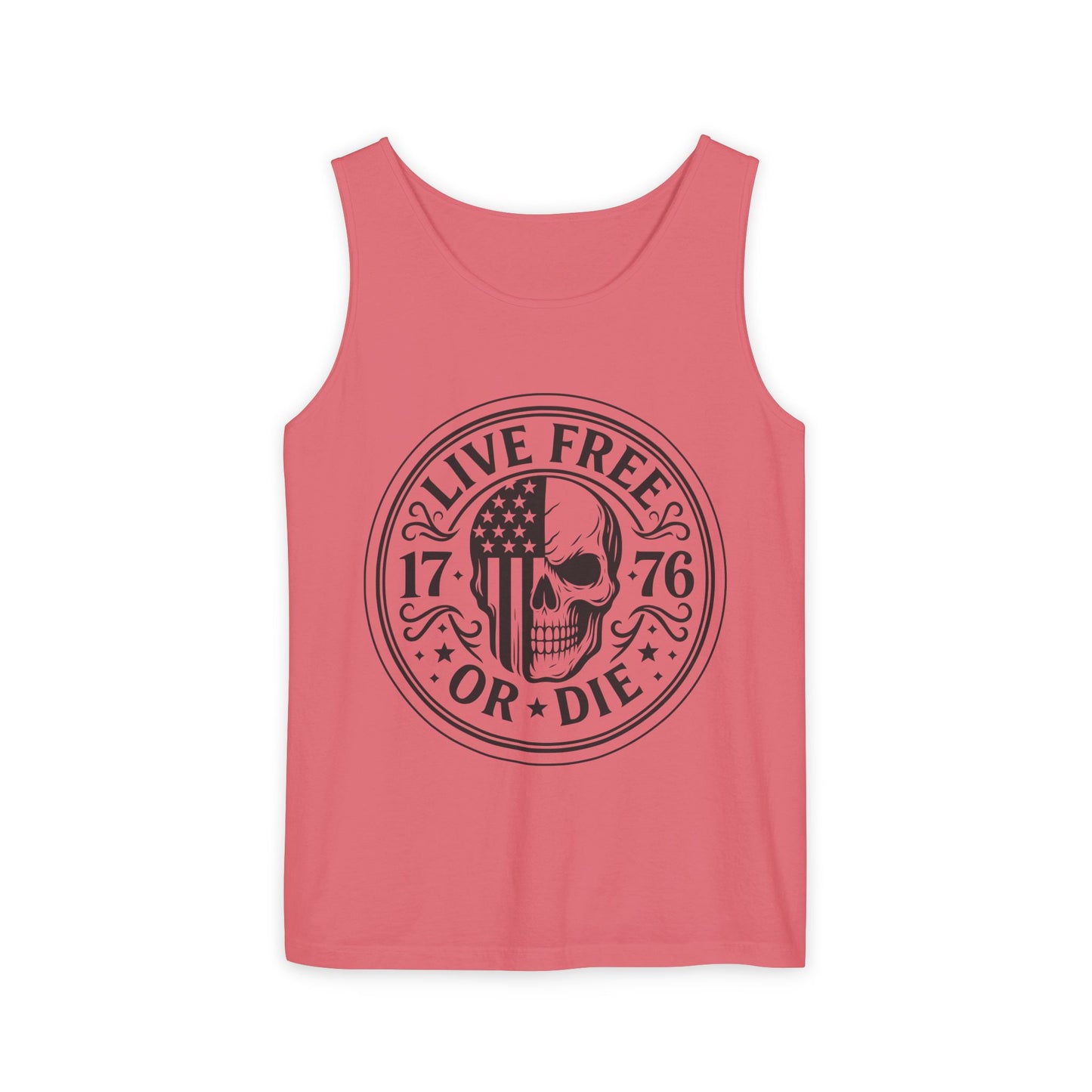 Live Free or Die Patriotic Skull Tank Top | 1776 American Freedom Shirt