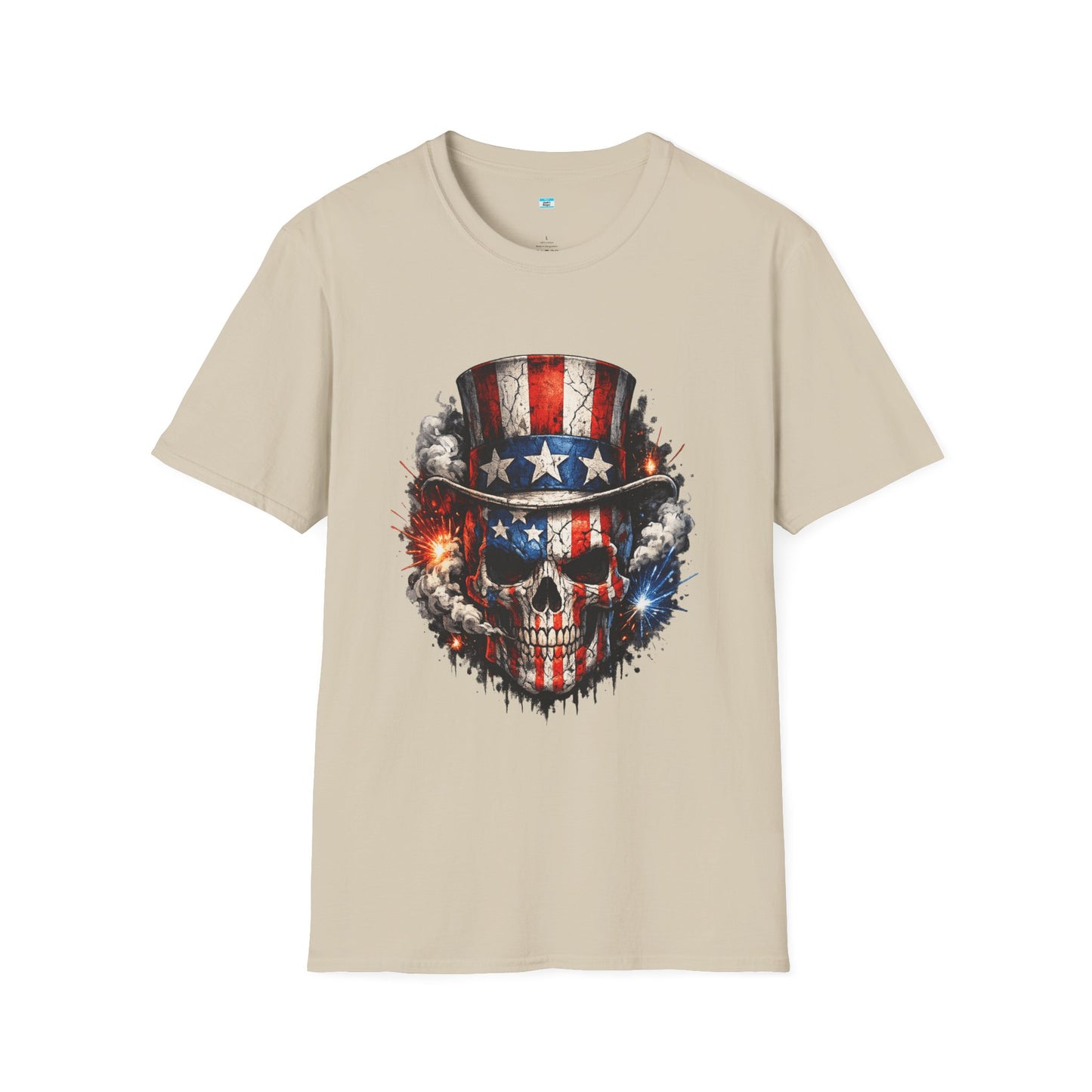 Patriotic Skull Shirt with Uncle Sam Hat | American Flag 4th of July Graphic Tee