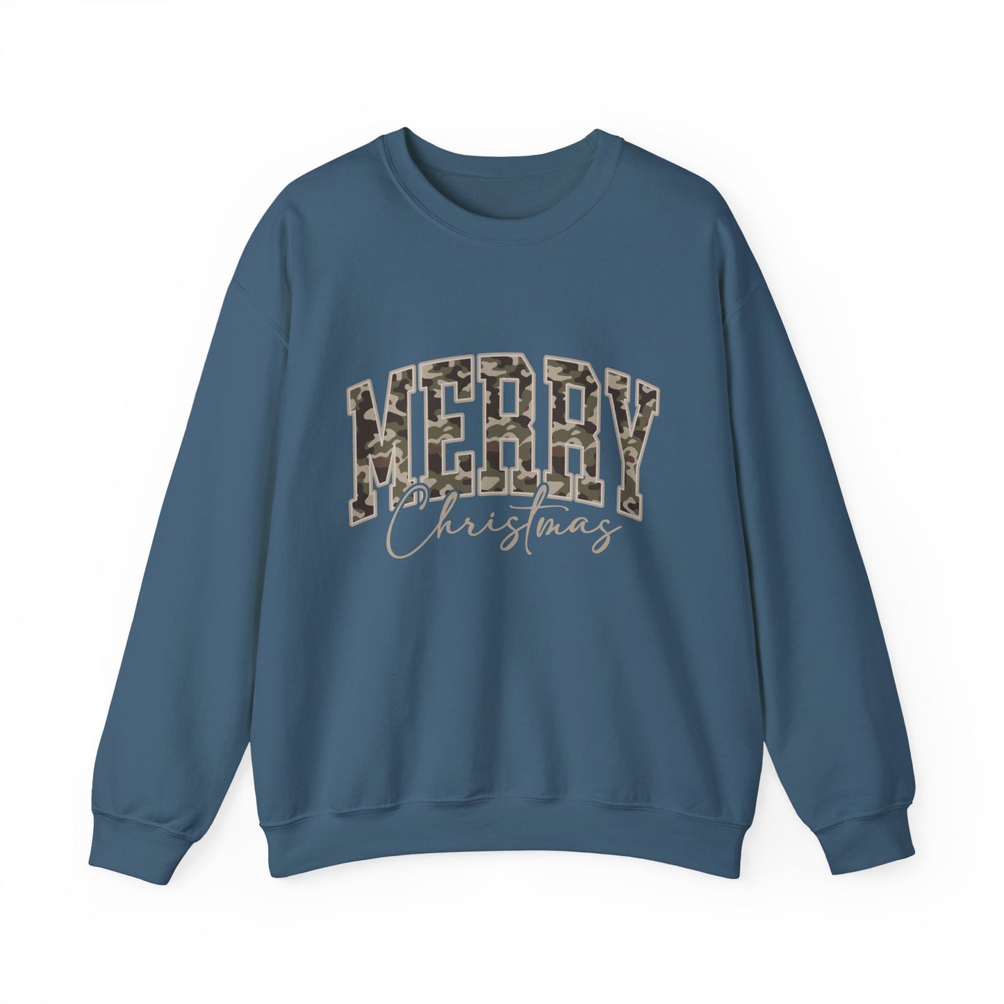 Merry Christmas Camo Sweatshirt – Cozy Holiday Pullover for Men & Women
