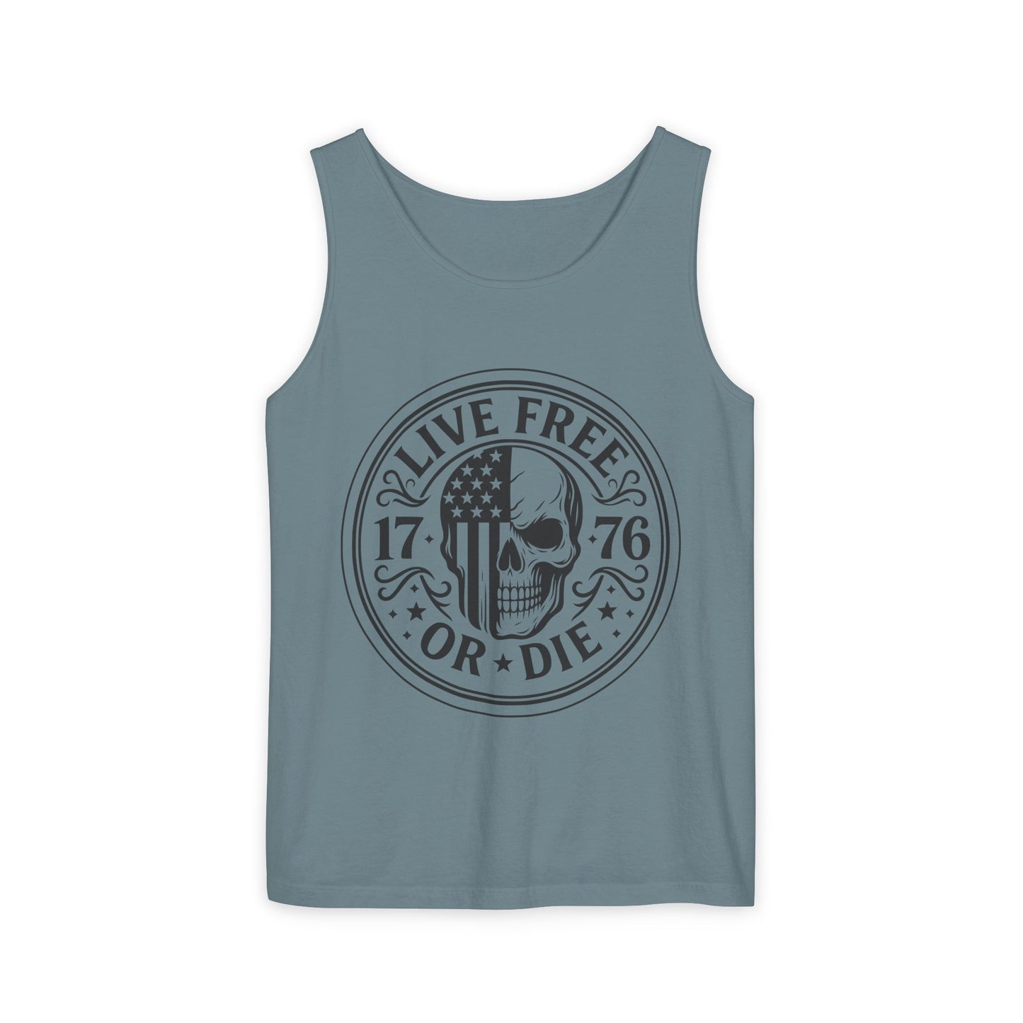 Live Free or Die Patriotic Skull Tank Top | 1776 American Freedom Shirt
