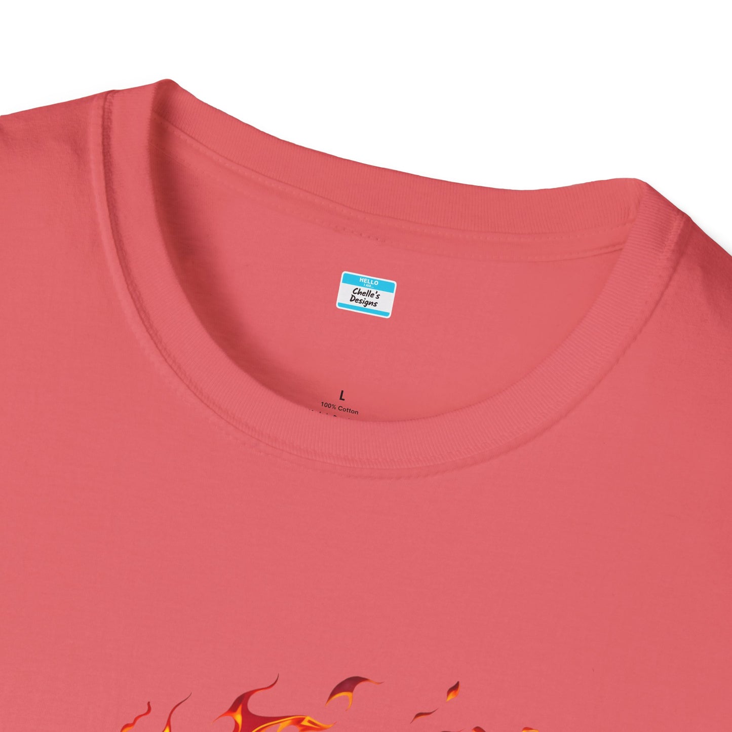 Hot Rod Flaming Car “Warning: Runs Hot!” Unisex Tee