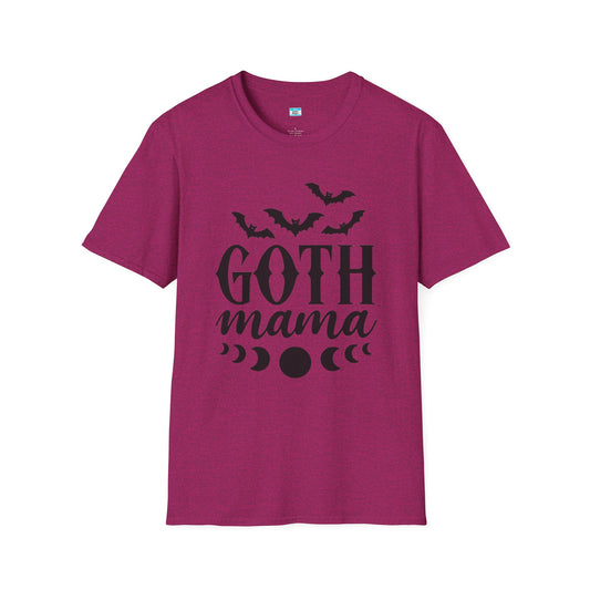 Goth Mama T-Shirt – Moon Phase & Bat Graphic Tee for Spooky Moms