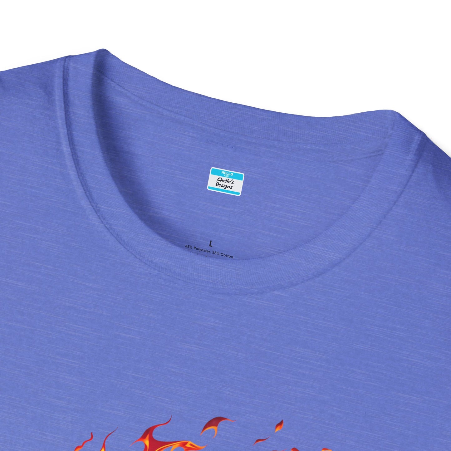 Hot Rod Flaming Car “Warning: Runs Hot!” Unisex Tee