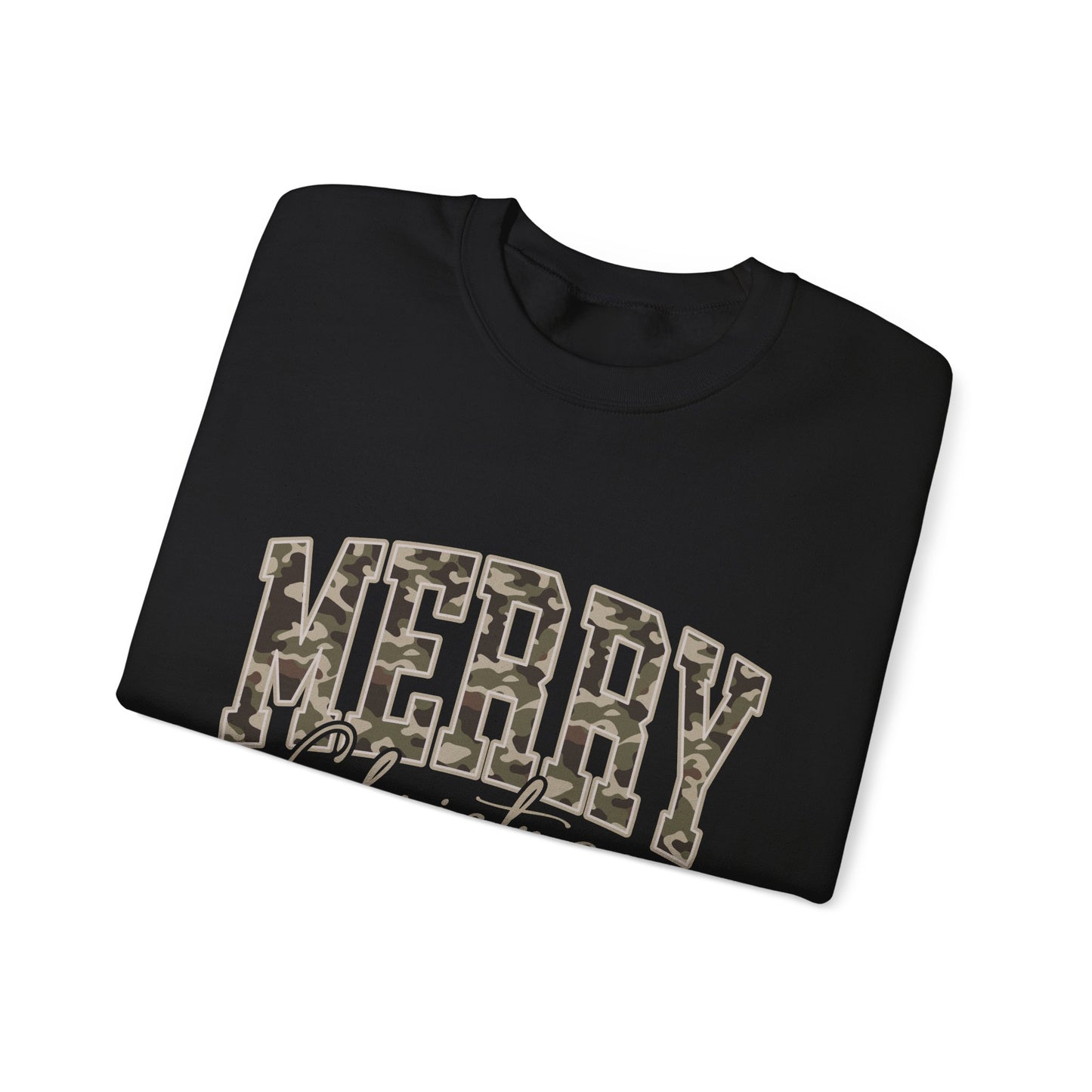Merry Christmas Camo Sweatshirt – Cozy Holiday Pullover for Men & Women
