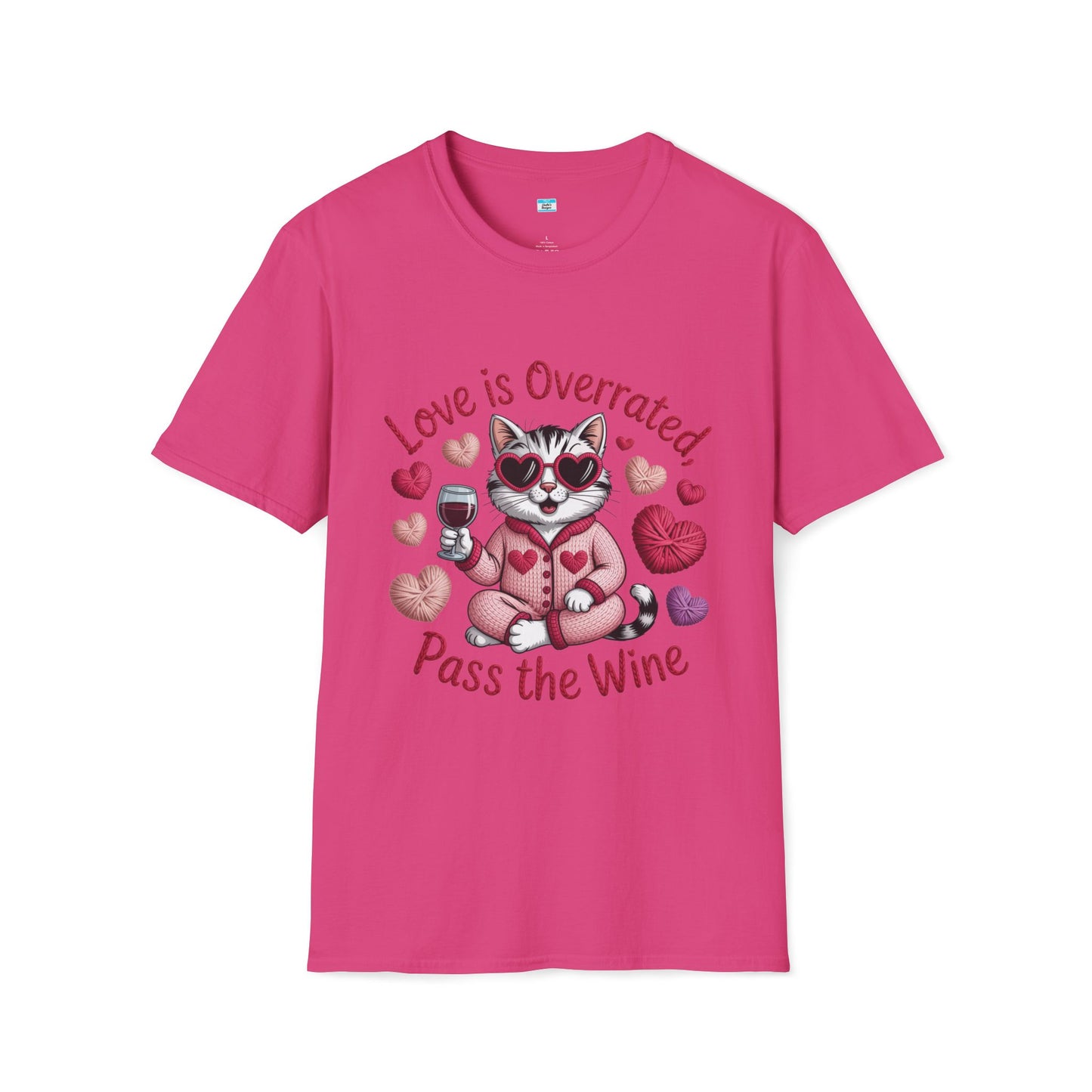 Love Is Overrated Pass the Wine Cat Graphic Tee