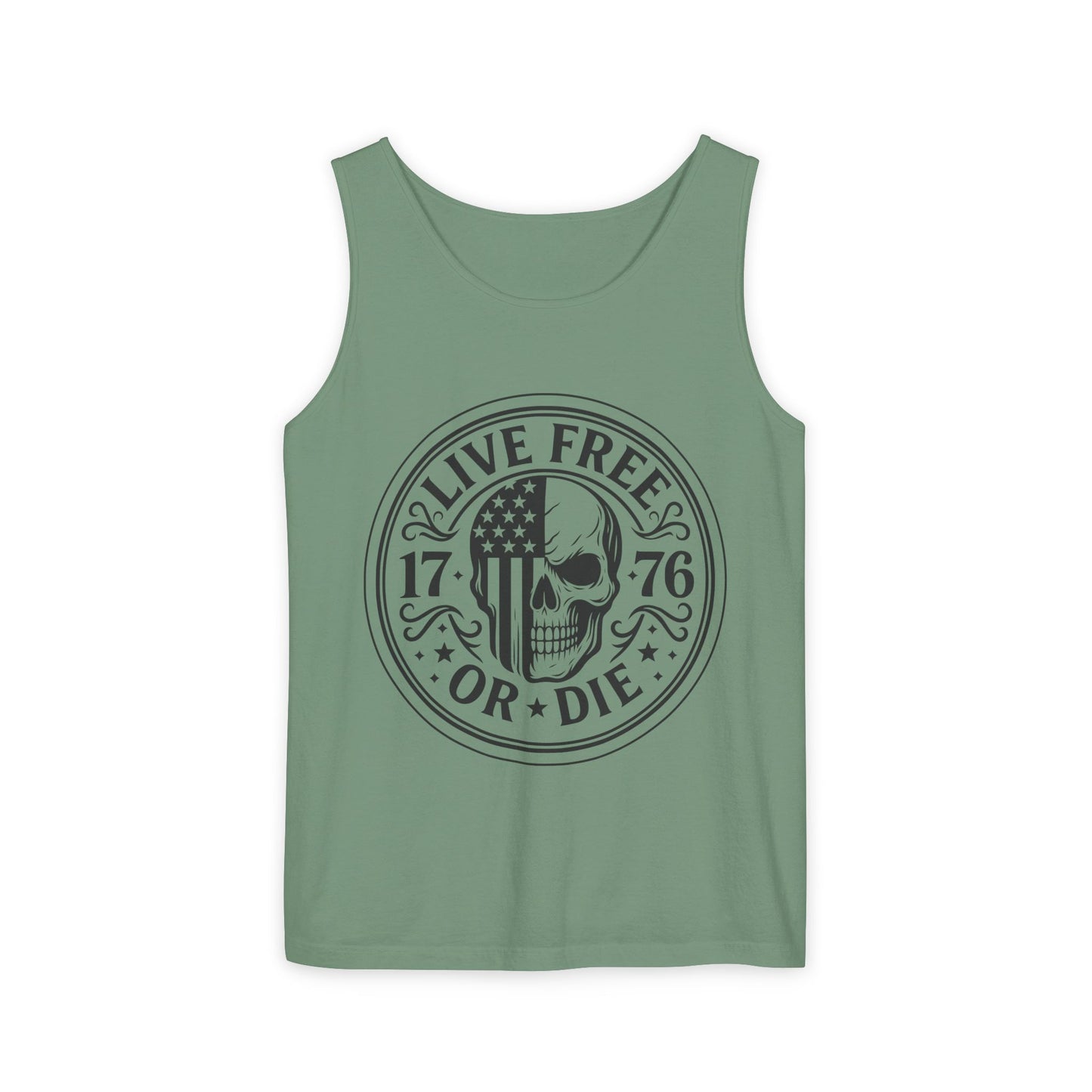Live Free or Die Patriotic Skull Tank Top | 1776 American Freedom Shirt