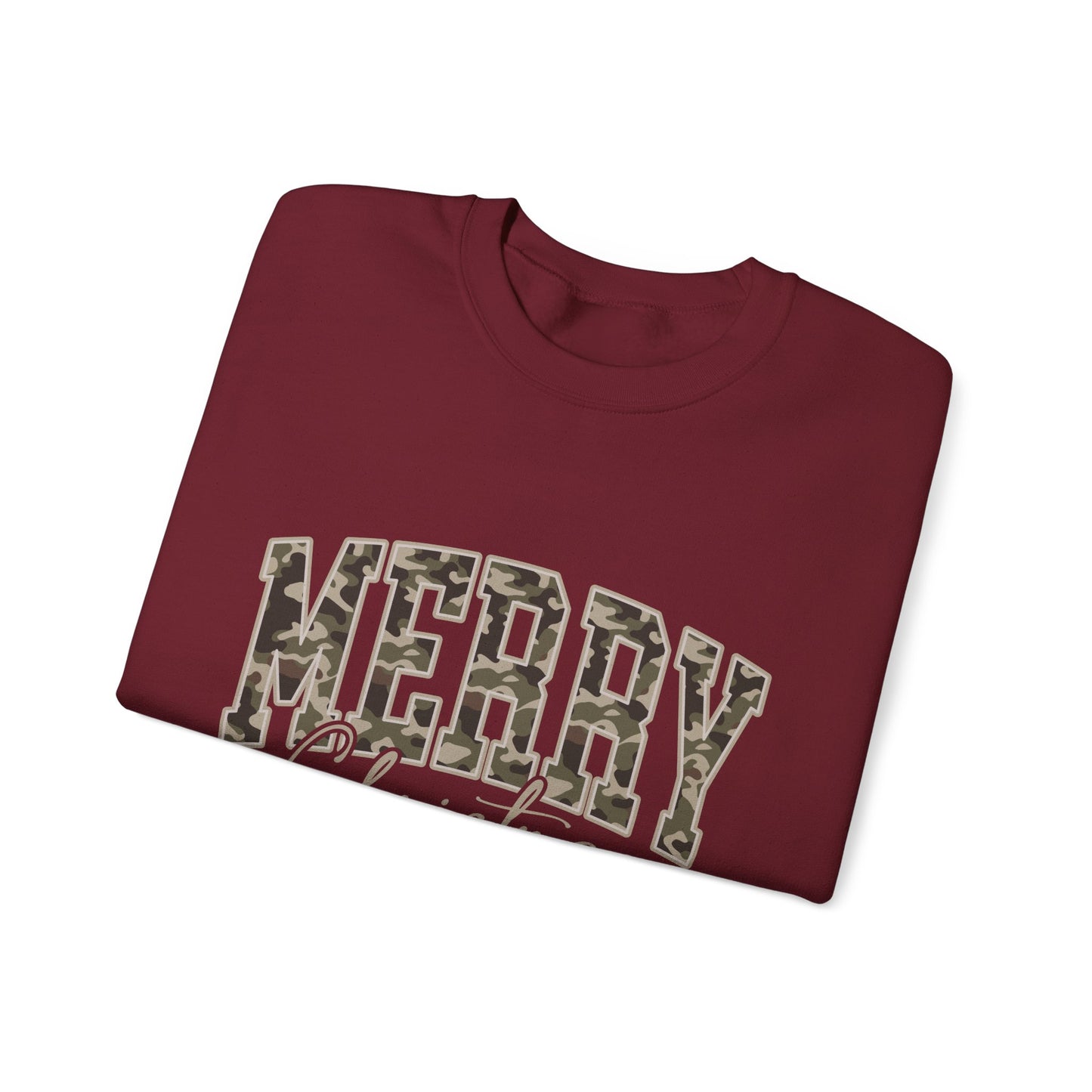Merry Christmas Camo Sweatshirt – Cozy Holiday Pullover for Men & Women