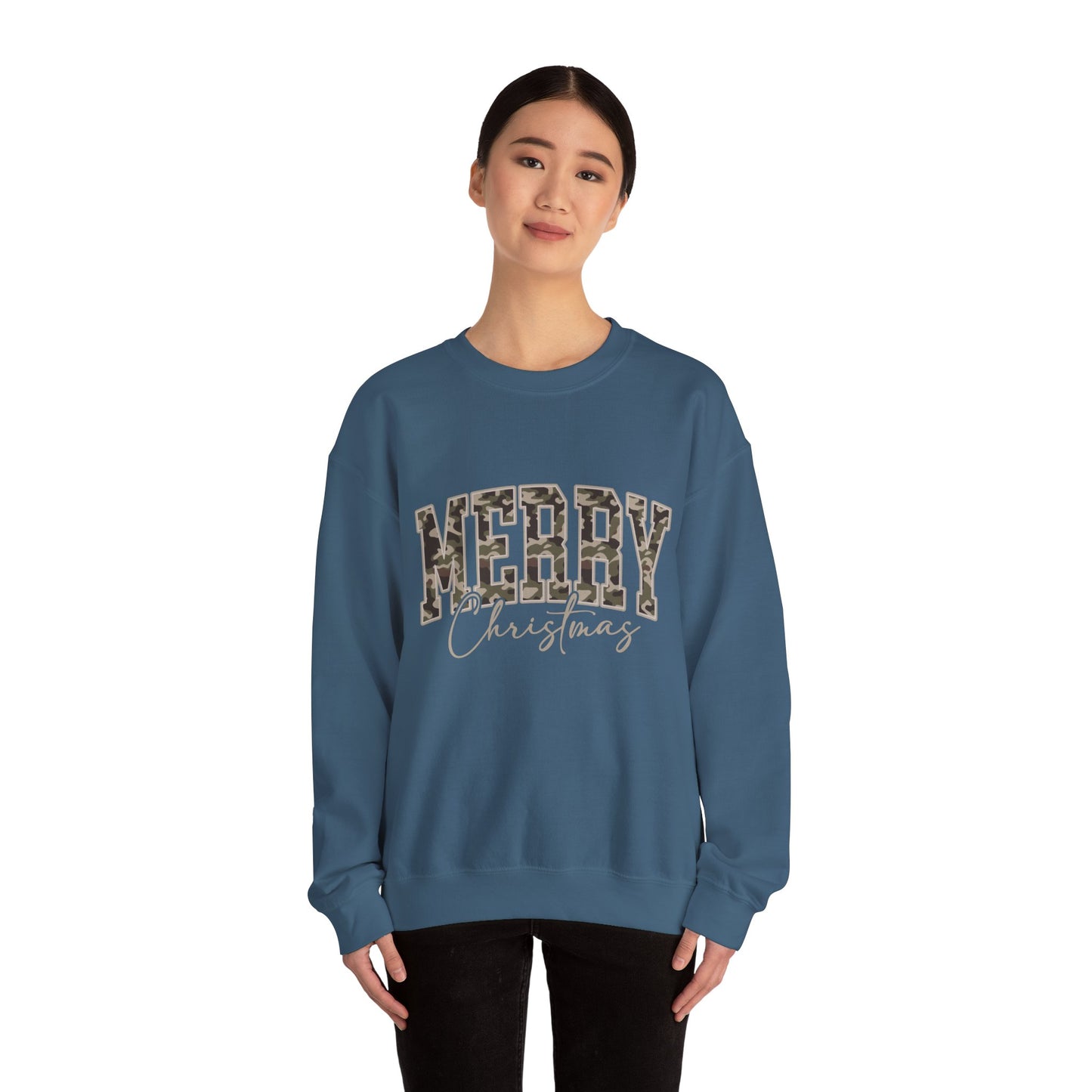 Merry Christmas Camo Sweatshirt – Cozy Holiday Pullover for Men & Women