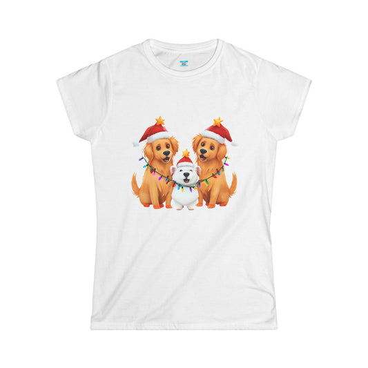 Christmas Dogs T-Shirt – Cute Santa Hat & Holiday Lights Puppy Tee
