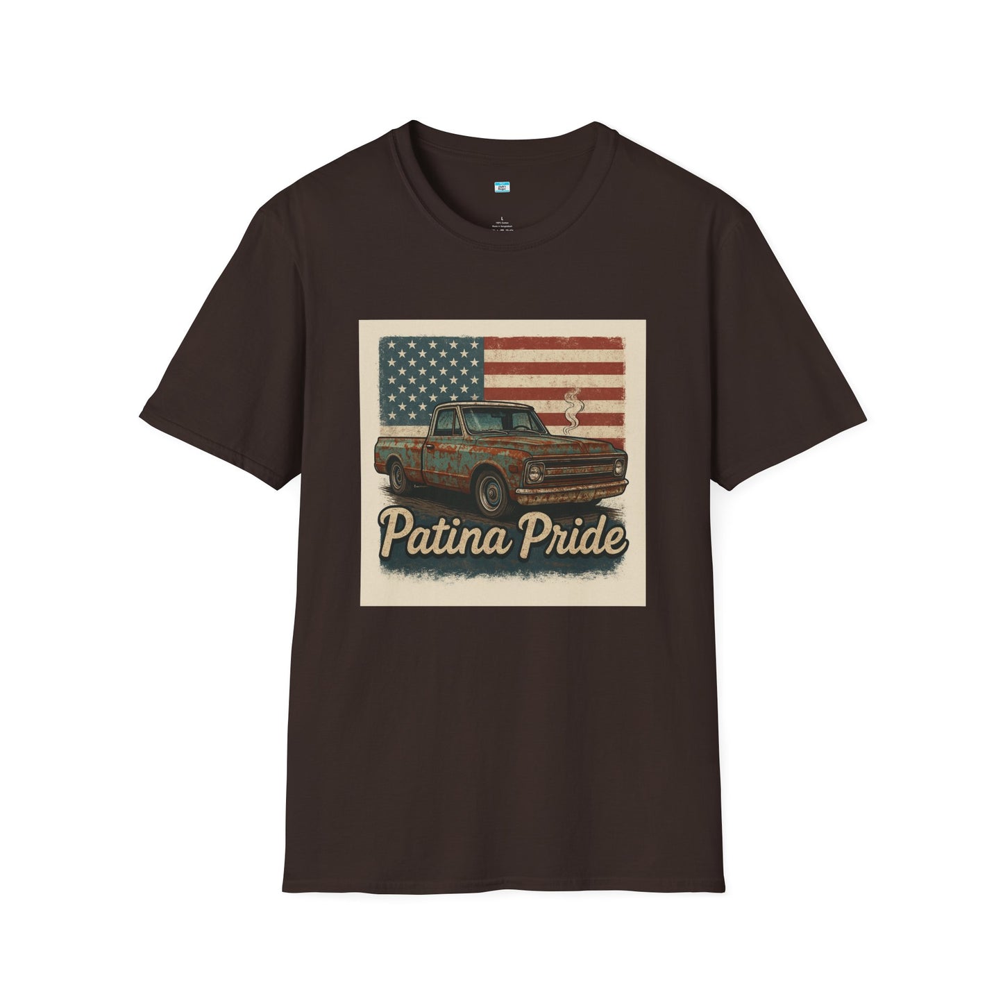 Patina Pride Vintage Truck Shirt | Classic Pickup American Flag Graphic Tee