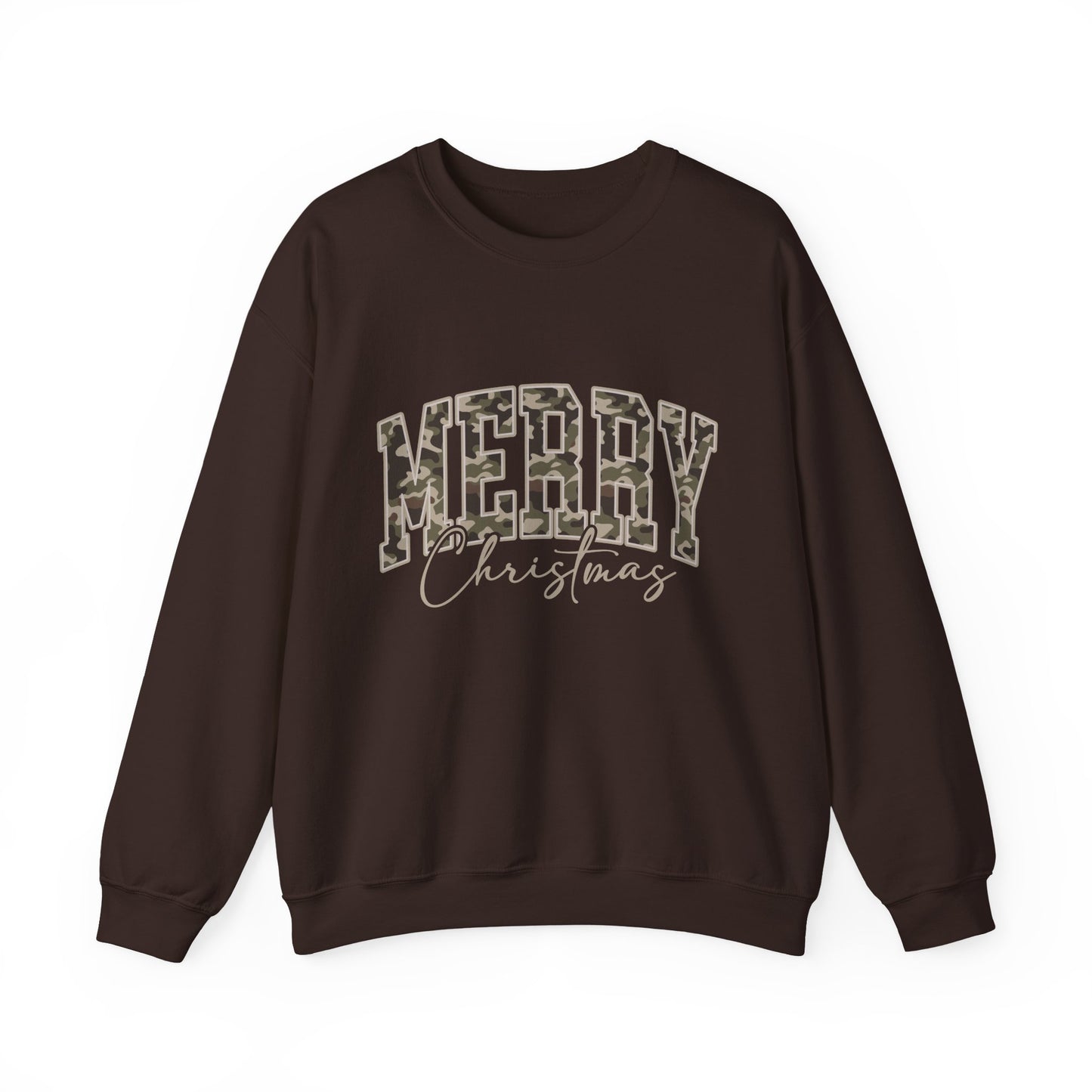 Merry Christmas Camo Sweatshirt – Cozy Holiday Pullover for Men & Women