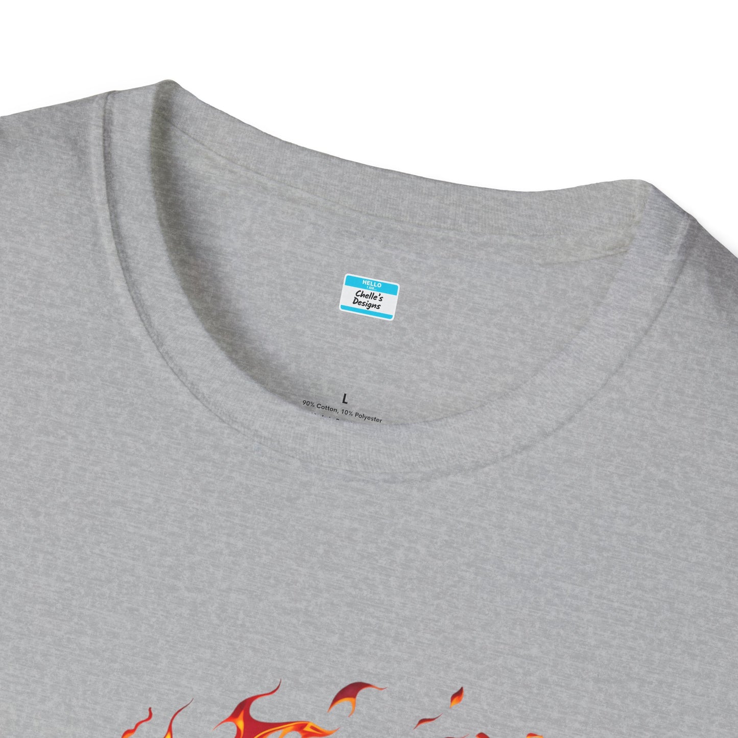 Hot Rod Flaming Car “Warning: Runs Hot!” Unisex Tee
