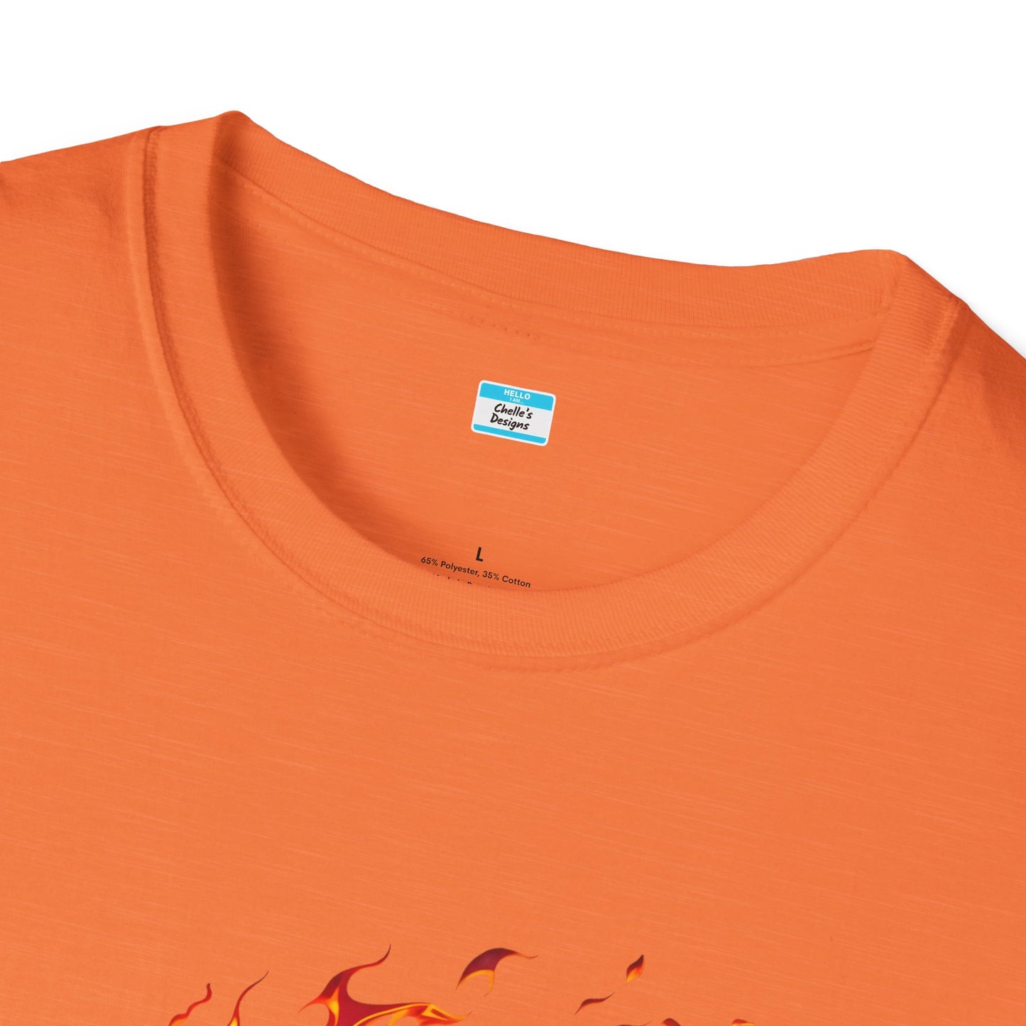 Hot Rod Flaming Car “Warning: Runs Hot!” Unisex Tee