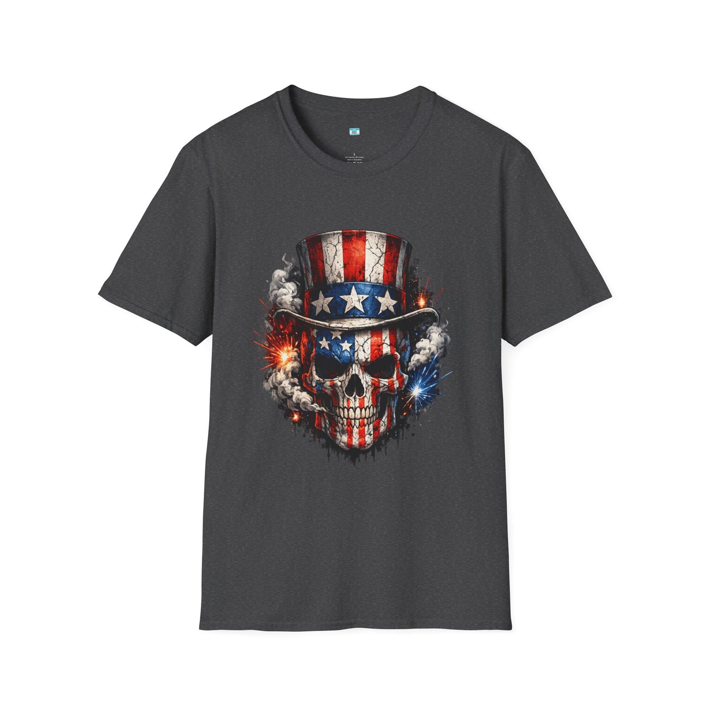 Patriotic Skull Shirt with Uncle Sam Hat | American Flag 4th of July Graphic Tee