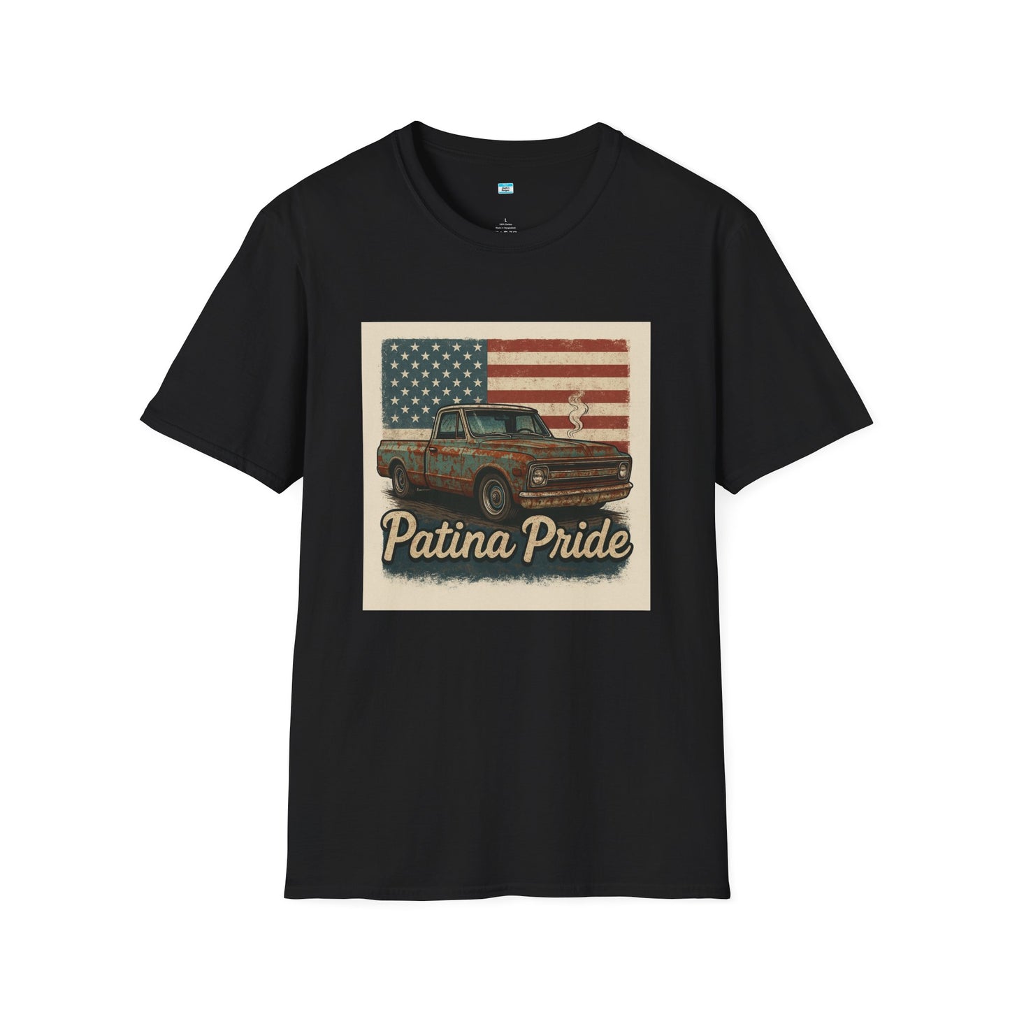 Patina Pride Vintage Truck Shirt | Classic Pickup American Flag Graphic Tee