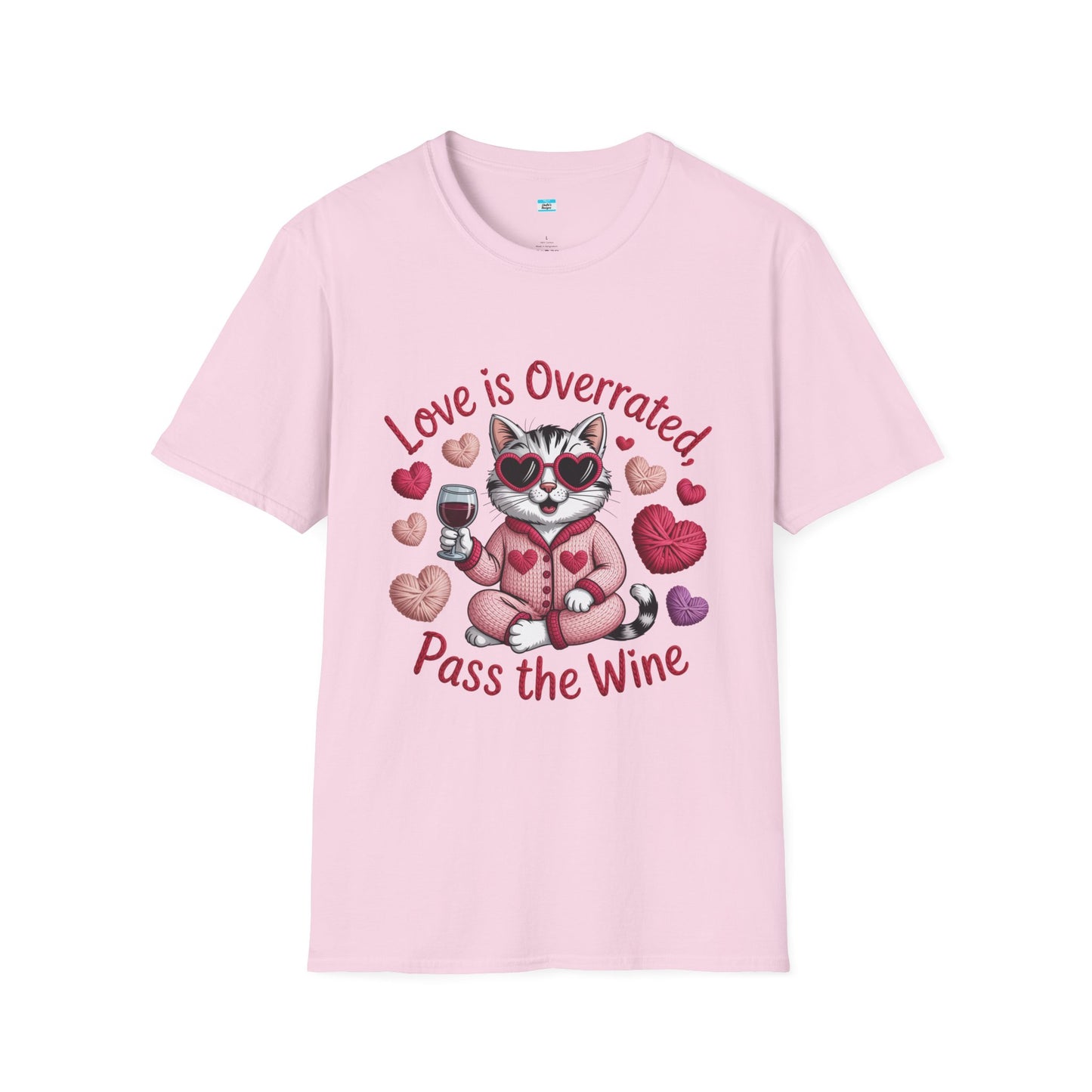 Love Is Overrated Pass the Wine Cat Graphic Tee