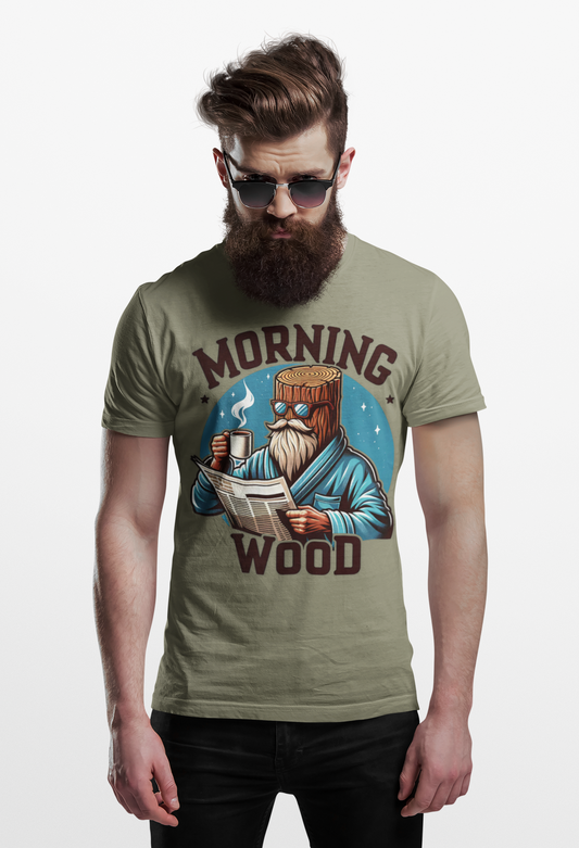 Morning Wood Funny Coffee Shirt – Lumberjack Humor Graphic Tee