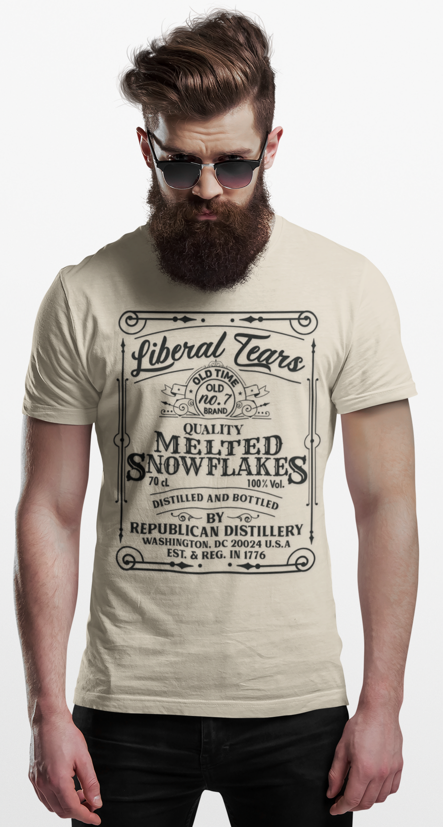Liberal Tears Vintage Whiskey Label Political Humor T Shirt
