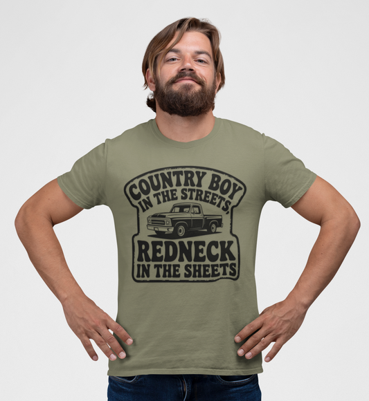 Country Boy Shirt Redneck in the Sheets | Funny Southern Truck Graphic Tee